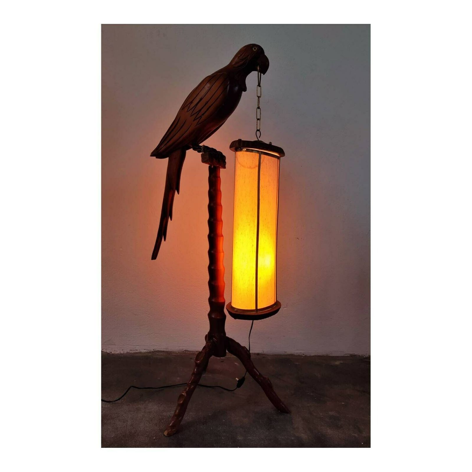 Very Rare Mid Century Modern Floor Lamp By Aldo Tura Shaped As Parrot // Parrot Floor Lamp // Made In Italy In 1950s photo 1750.0