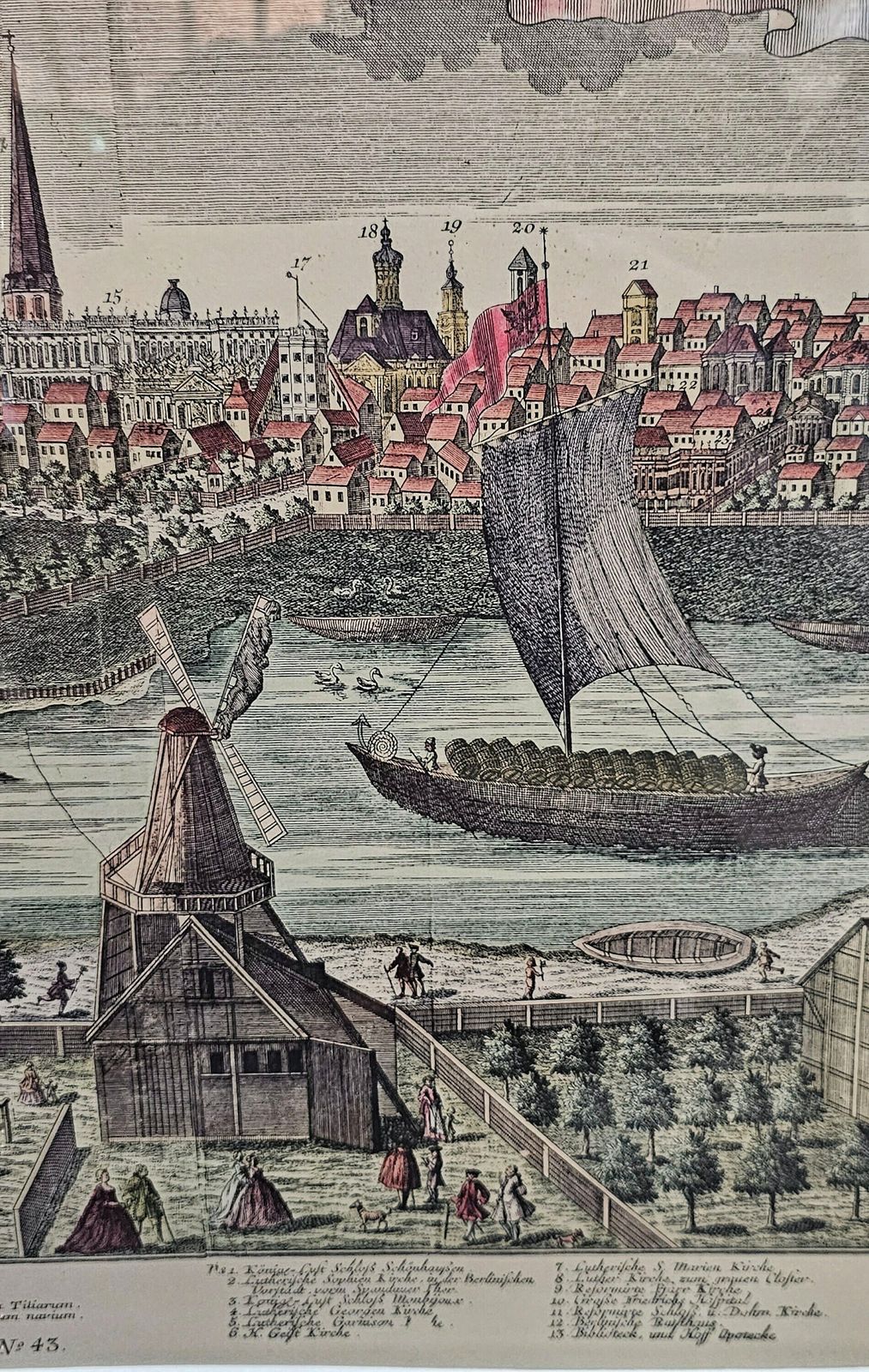 photo for sale Copper Print Of A Panoramic View Of Berlin And Spree River With With Description Of All Important Buildings, By Johann Friedrich Probst