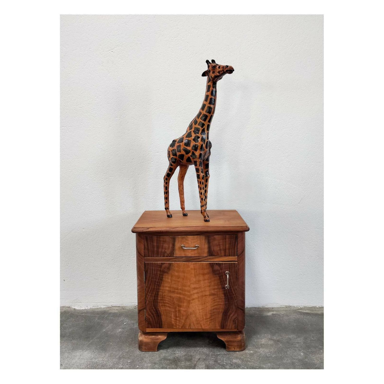 Leather Giraffe Figurine // Painted Leather Giraffe Sculpture// Mid Century Modern Giraffe Sculpture // Made In England In 1950s photo furniture