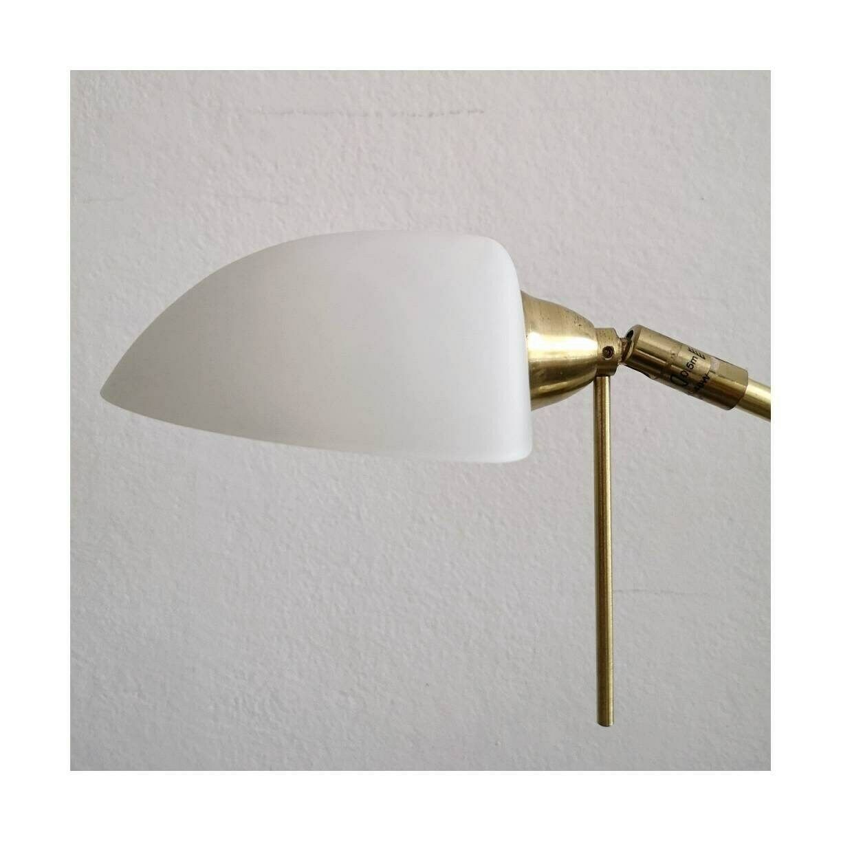 Mid Century Modern Desk Lamp By Fischer Leuchten // Adjustable Desk Lamp With Opaline Glass Shade // Made In West Germany In 1970s photo for sale