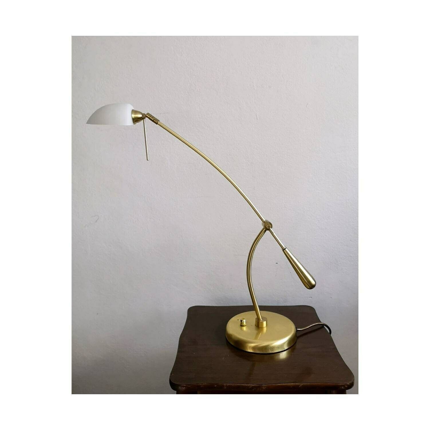 Mid Century Modern Desk Lamp By Fischer Leuchten // Adjustable Desk Lamp With Opaline Glass Shade // Made In West Germany In 1970s photo vintage