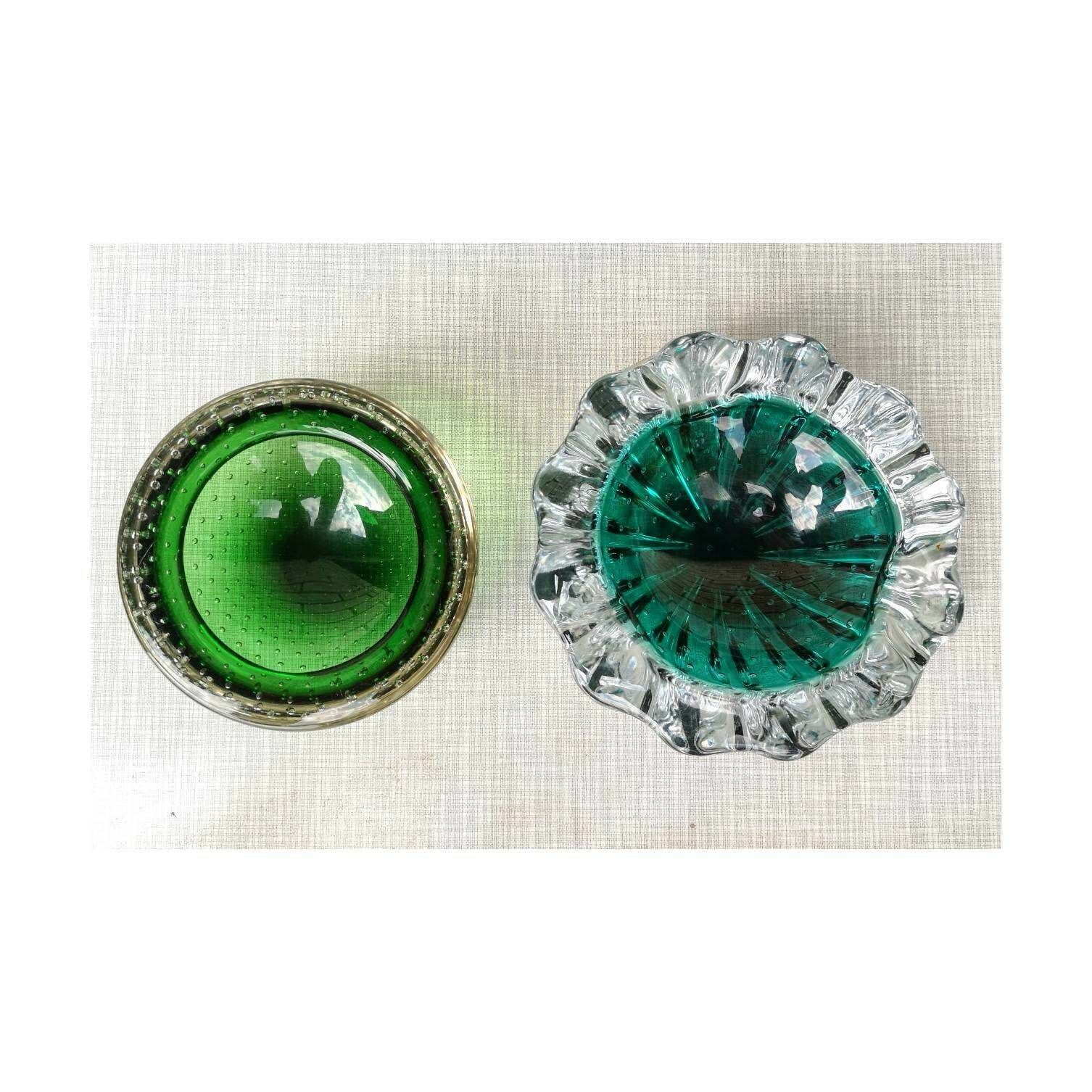 Mid Century Modern Murano Glass Ashtray Bullicante Glass With Air Bubbles // Bullicante Bubble Glass Ashtray // Made In Italy In 1950s photo 495.0