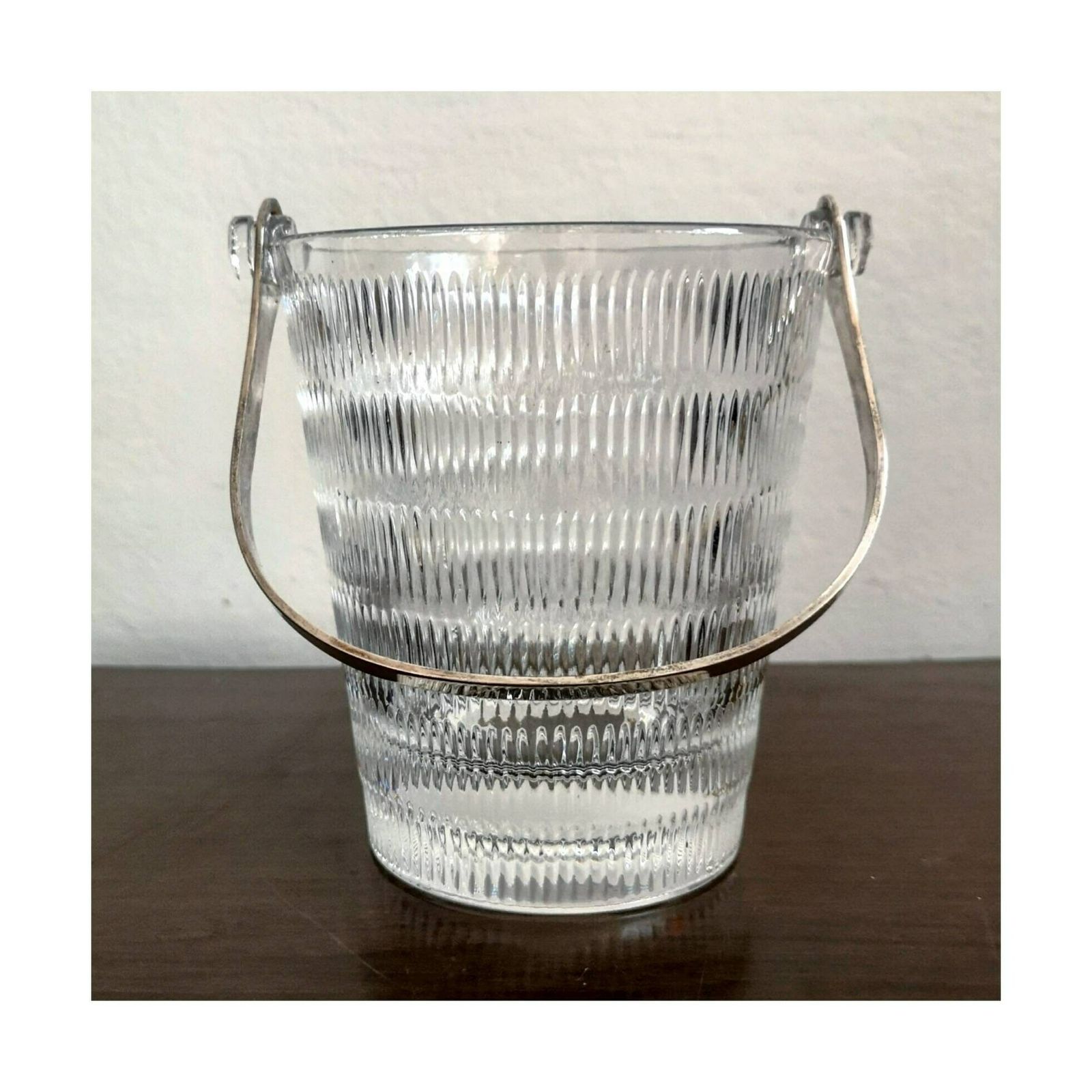Mid Century Modern Ice Backet By Wmf // Silver Plated Crystal Ice Bucket By Wmf // Made In West Germany In 1960s photo for sale