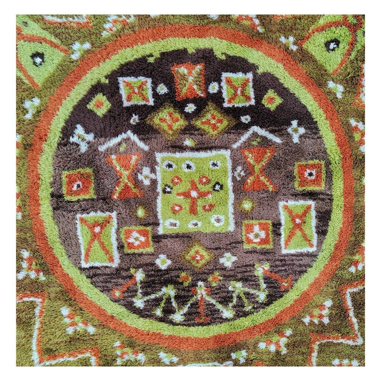 Rare Vintage Area Rug Finlandia // Large Round Vintage Rug // Made In West Germany In 1970s photo 535.0