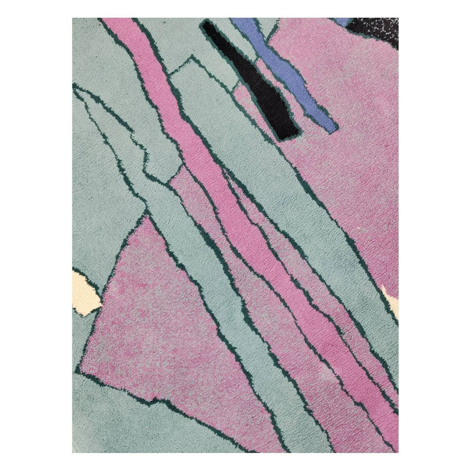 Postmodernist Abstract Rug // Vintage Woolen Rug In Pastel Colours // Made In West Germany In 1970s photo 1349.0