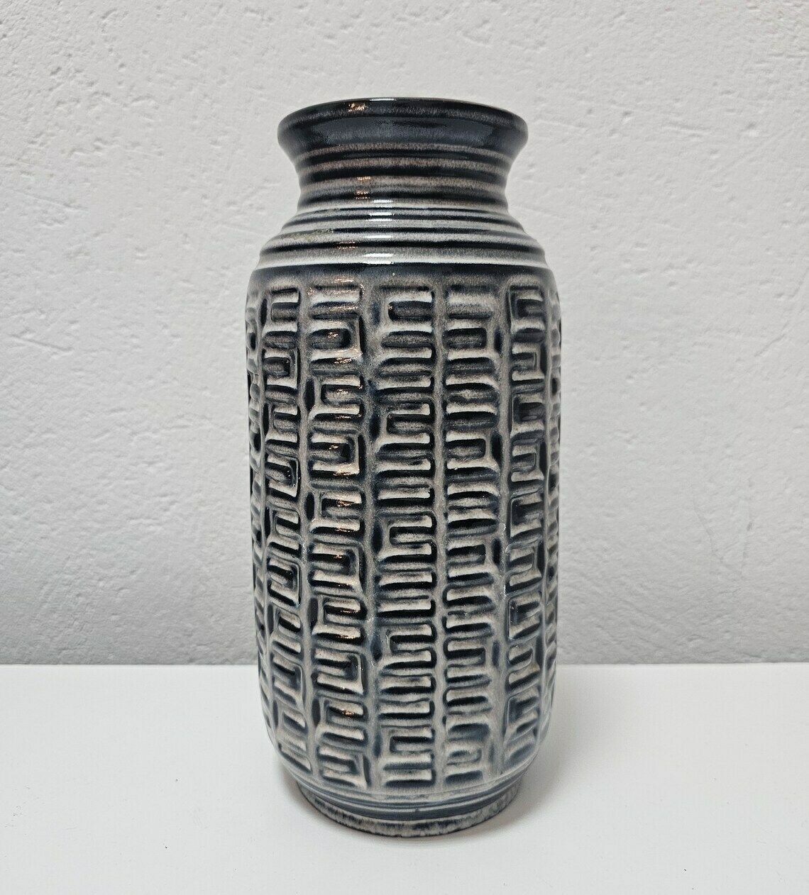 Vintage Ceramic Vase In Gray And Blue From Carstens Tönnieshof // West German Pottery Vase // Made In West Germany In 1970s