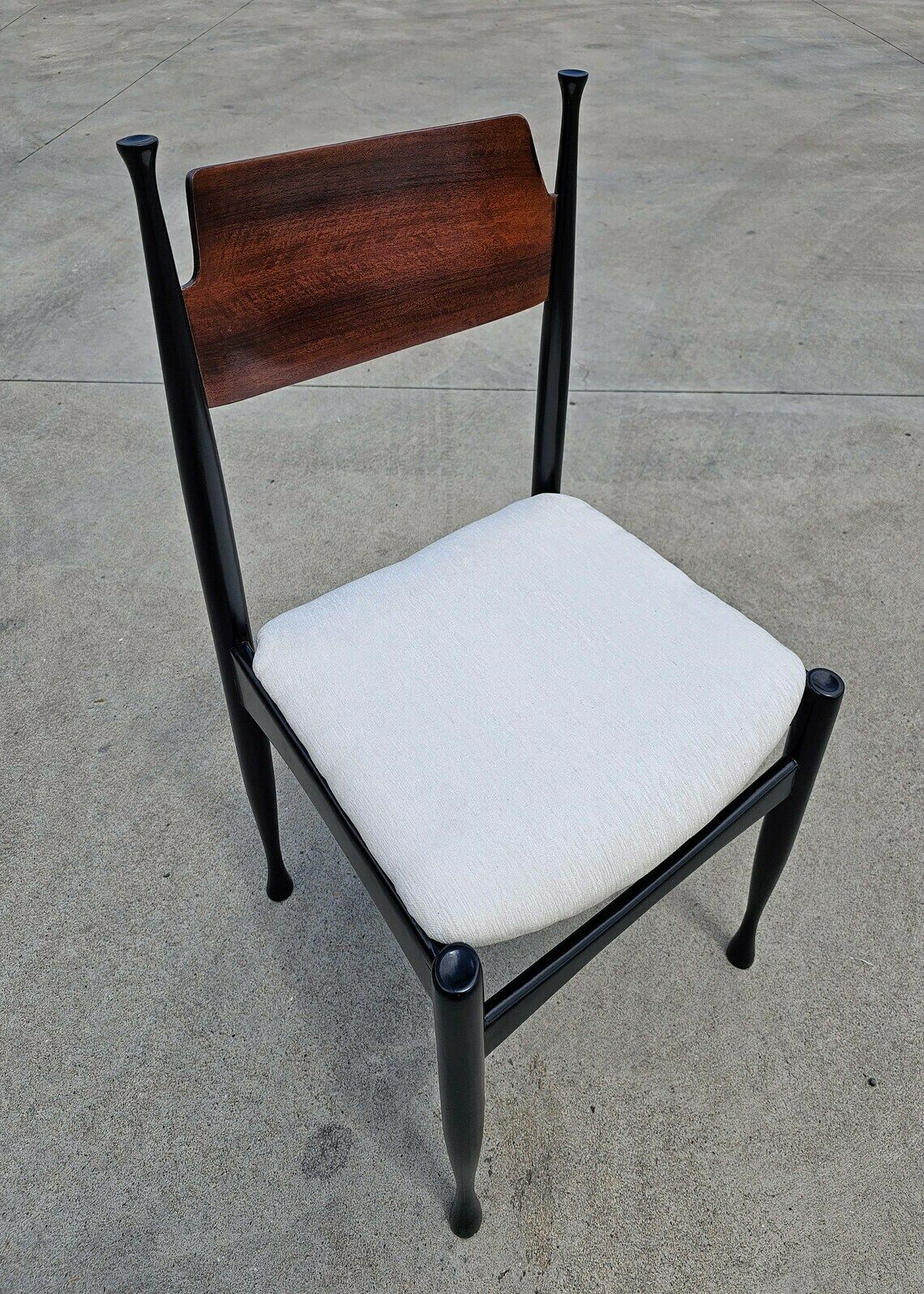 Set Of 4 Fully Refurbished Mid Century Modern Dining Chairs In Beech And Mahogany Attributed To Paolo Buffa // Made In Italy In 1950s photo furniture