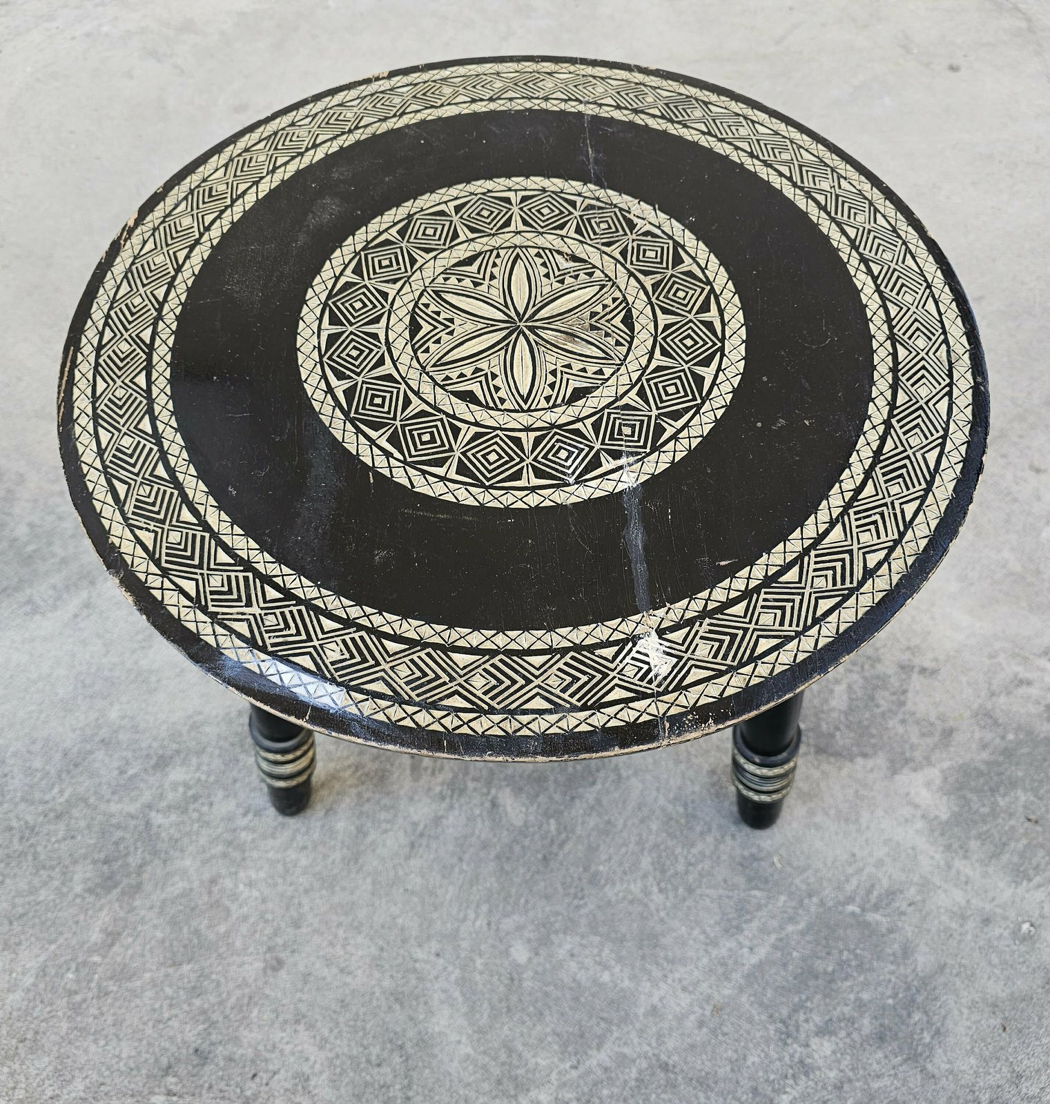 Extremely Rare Antique Wooden Coffee Table With 6 Stools By Ettore Zacchari // Antique Hand Carved Coffee Table // Made In Italy In 1905 photo Furniture