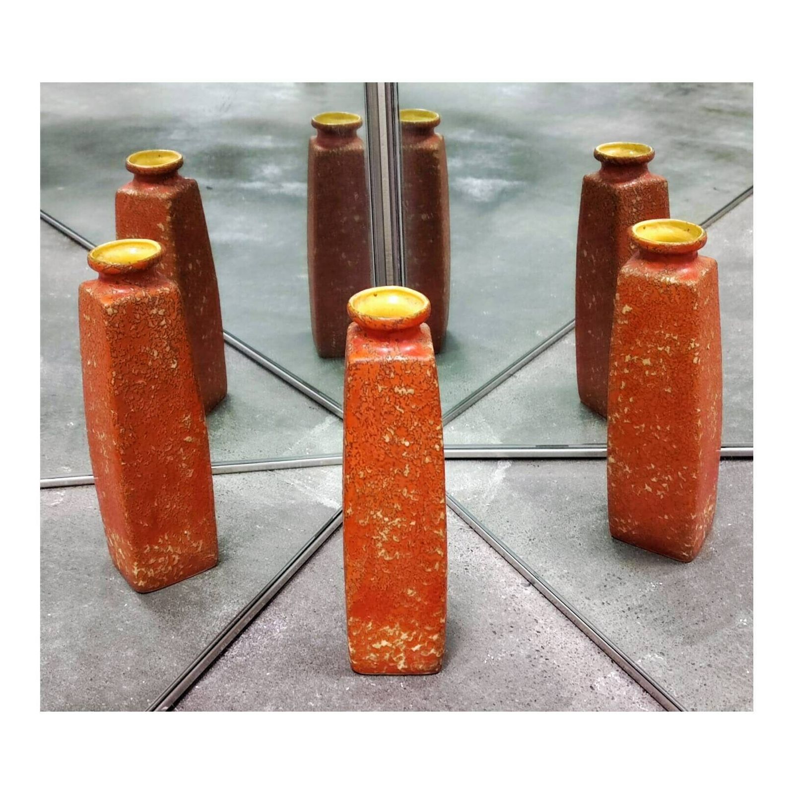 Pair Of Mid Century Modern Fat Lava Glazed Vases // Tofej Pottery  Orange Tofej Ceramics // Made In Hungary In 1970s photo vintage