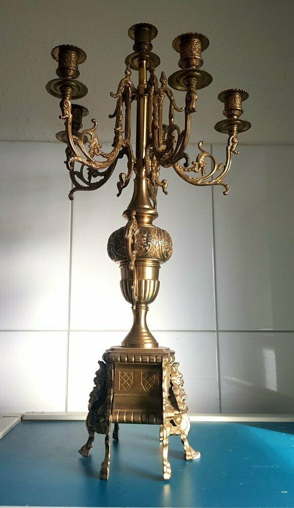 Baroque Six Armed Candle Holder Made Of Brass