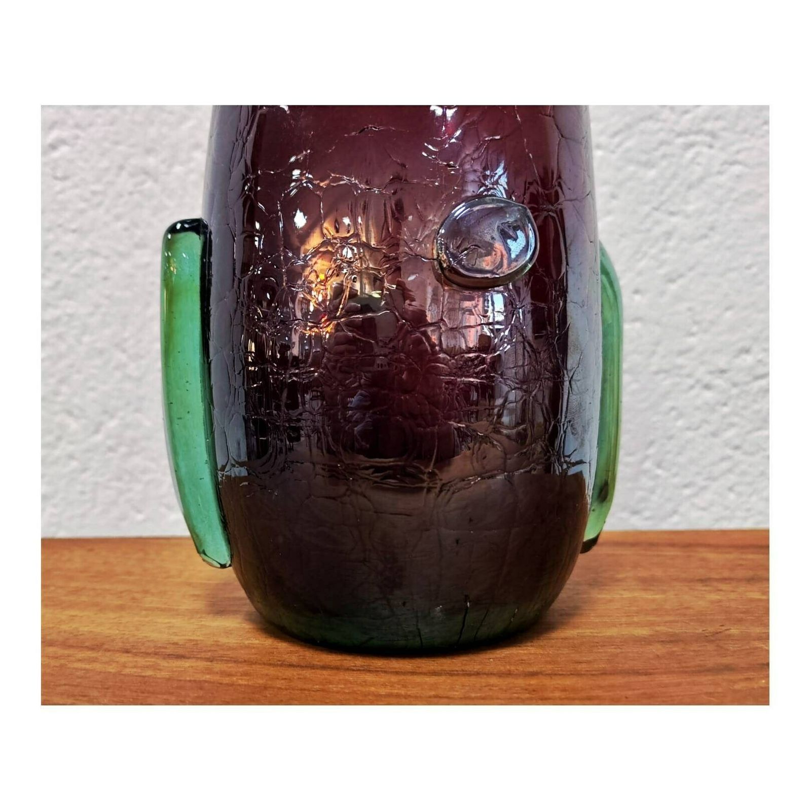 Gorgeous And Rare Heart Shaped Murano Glass Vase // Bi Colour Glass Vase In Burgundy And Green // Made In Italy In 1960s photo furniture