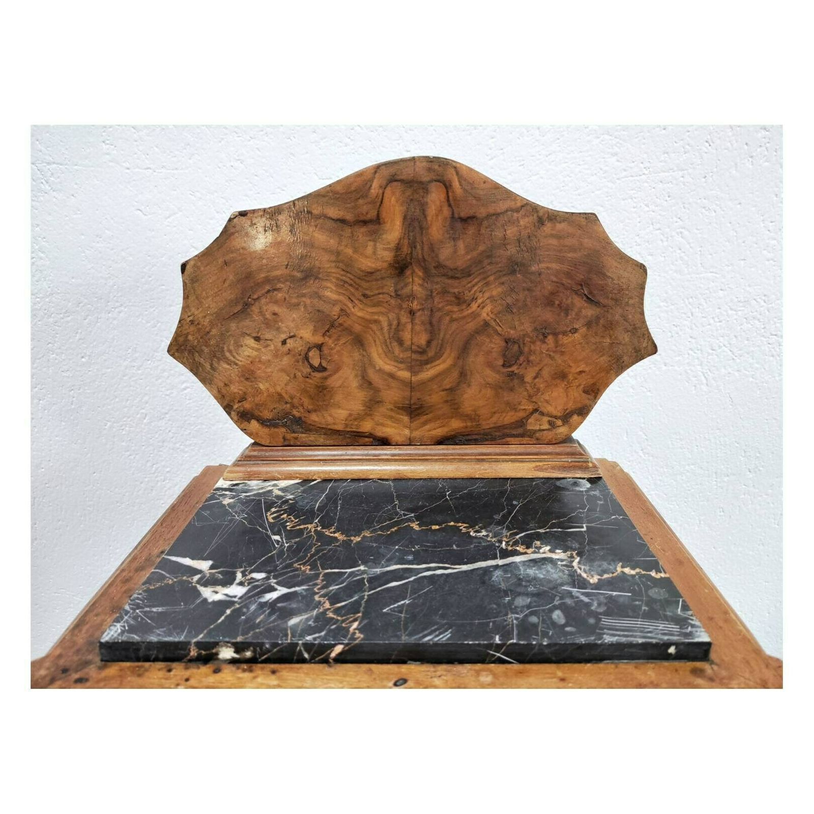 Pair Of Antique Nightstands In Walnut Burl And Marble // Art Deco Nightstands // Art Deco Bedside Cabinets // Made In Italy In 1920s photo furniture