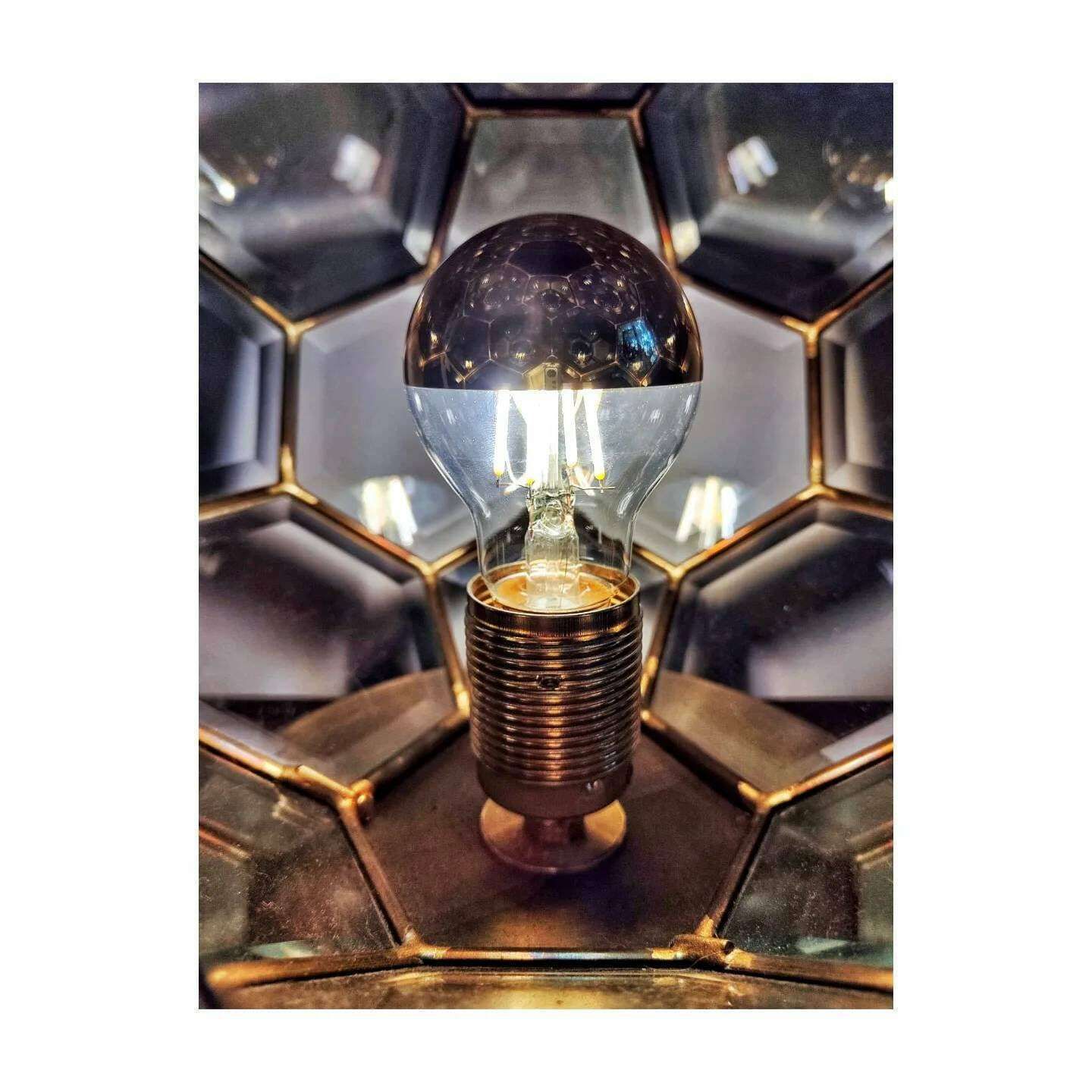 Adolf Loos Style Lamp // Brass And Faceted Glass Table Lamp // Art Deco Lamp // Geometrical Lamp // Made In Austria In 1960s photo Lighting