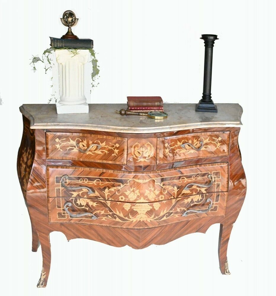 Bombe Chest Of Drawers Empire Commode Marquetry Inlay