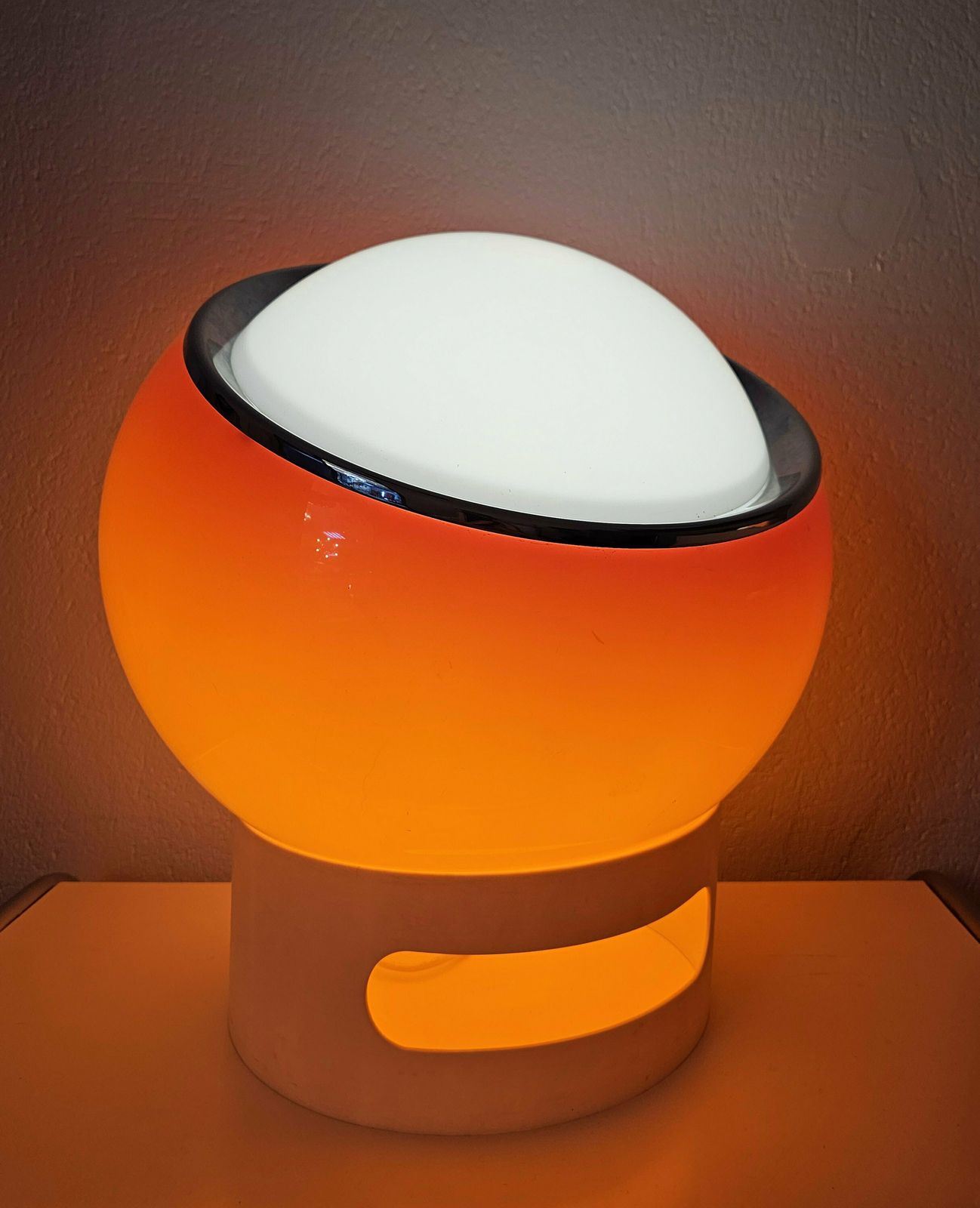 Very Rare Orange Clan Lamp By 6g Studios For Harvey Guzzini / Guzzini Lamp For Meblo / Guzzini Clan Lamp / Made In Yugoslavia In 1970s photo for sale