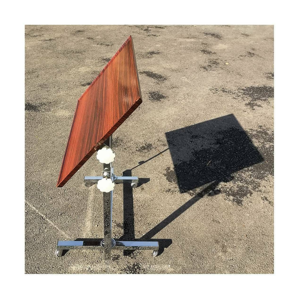 Bremshey & Co. Adjustable Side Table // Mid Century Modern Multipurpose Side Table // Chrome And Plywood Side Table // Made In West Germany