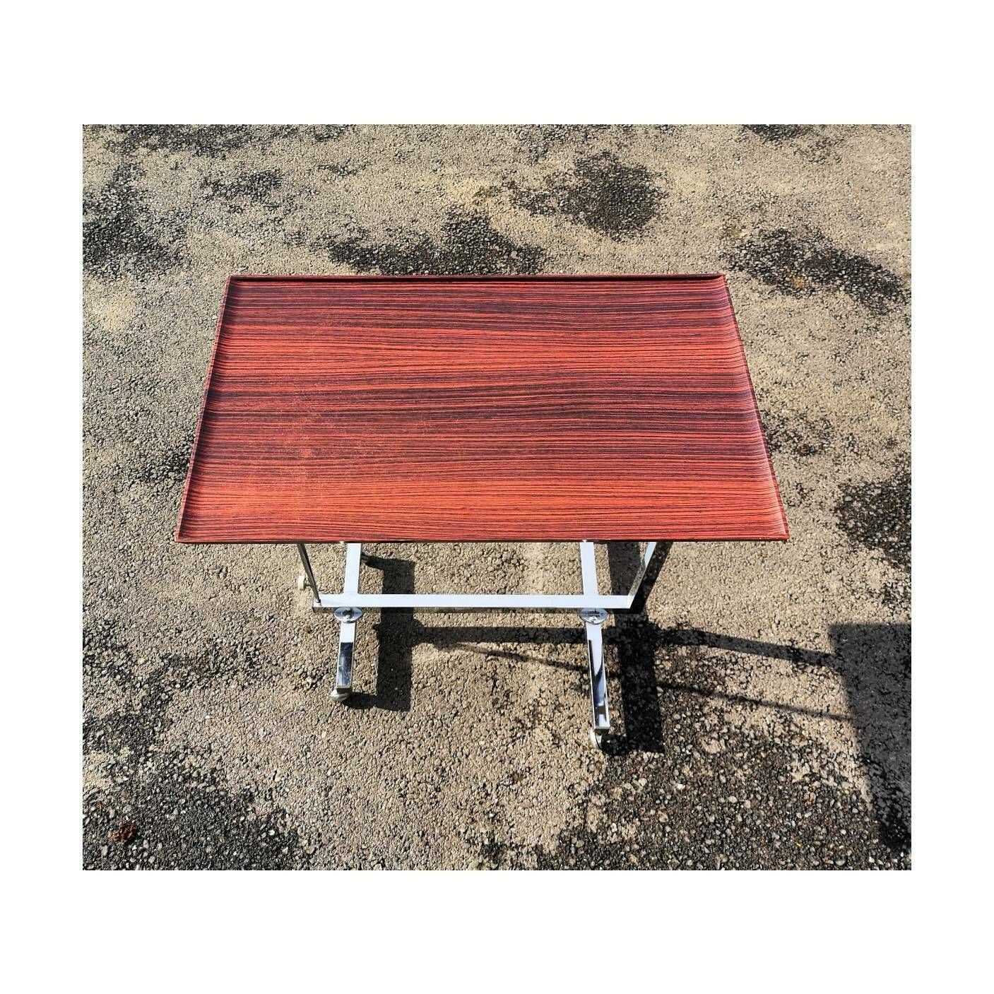 Bremshey & Co. Adjustable Side Table // Mid Century Modern Multipurpose Side Table // Chrome And Plywood Side Table // Made In West Germany photo furniture