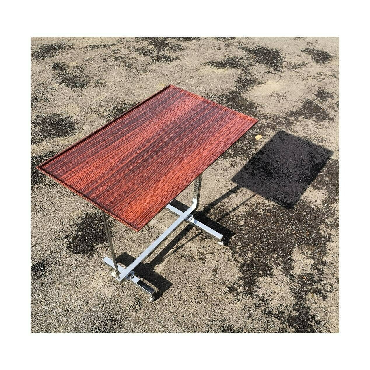 Bremshey & Co. Adjustable Side Table // Mid Century Modern Multipurpose Side Table // Chrome And Plywood Side Table // Made In West Germany photo 350.0