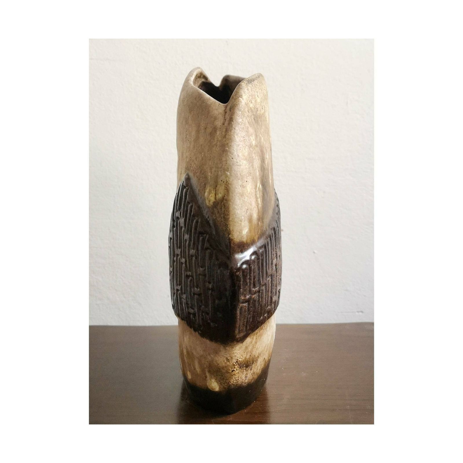 Vintage Handmade Fine Ceramics Vase // Vintage Pottery Vase // Asymmetrical Pottery Vase // Made In Yugoslavia In 1980s photo furniture