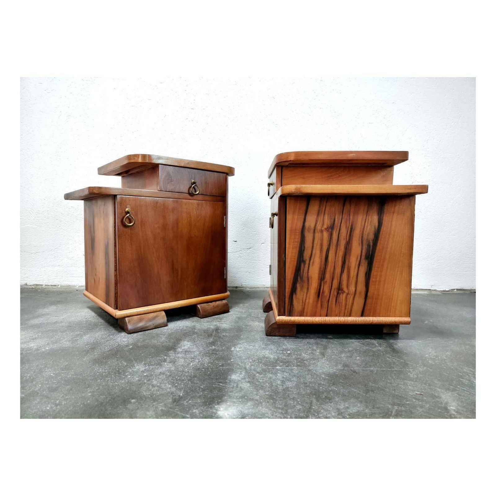 Pair Of Beautiful Art Deco Nightstands // Antique Bedside Tables // Pair Of Antique Bedside Cabinets // Made In Yugoslavia In 1930s photo 900.0