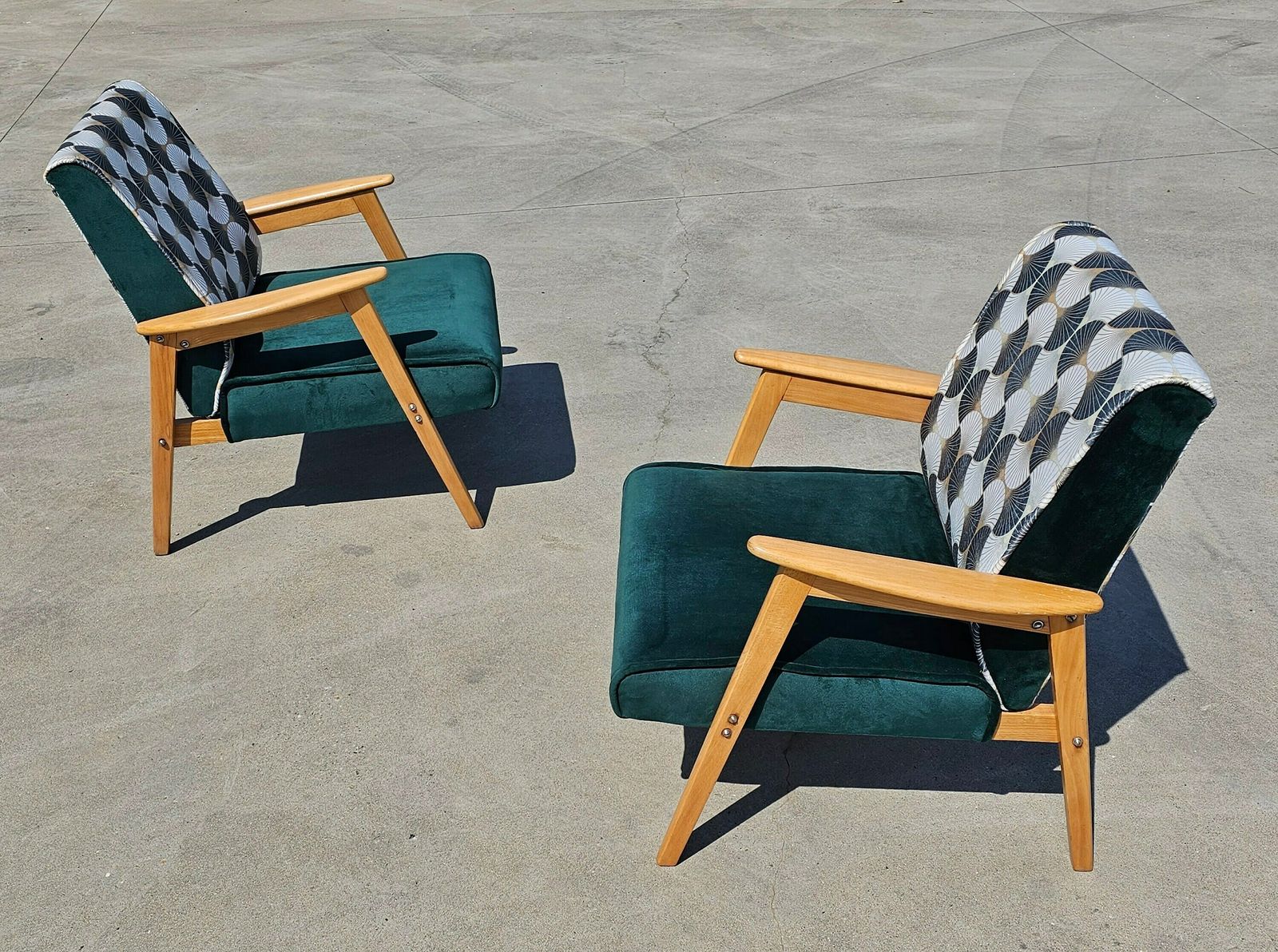 Pair Of Mid Century Modern Armchairs // Reupholstered Mid Century Armchairs // Made In Yugoslavia In 1960s photo furniture