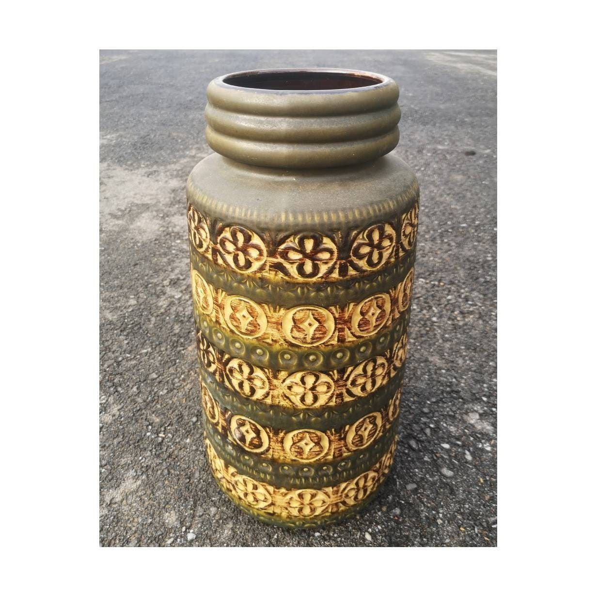 Xxl German Mid Century Modern Ceramic Vase // West German Pottery Vase By Scheurich // Made In West Germany In 1970s