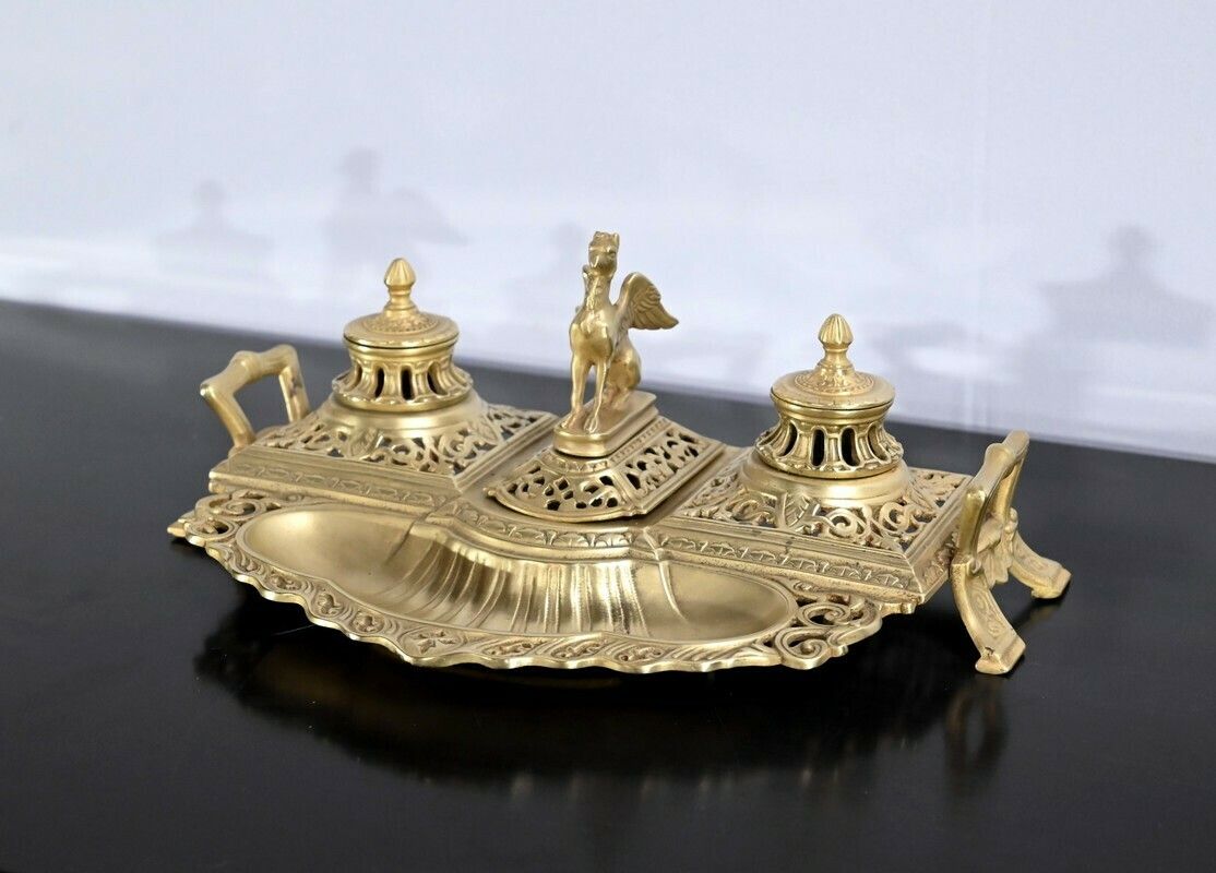 Gilt Bronze Inkwell – Late 19th Century photo for sale