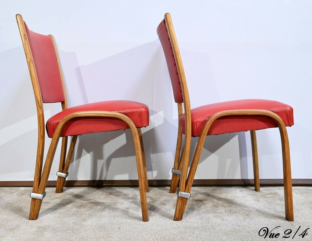 photo for sale Pair Of “Bow Wood” Chairs, Signed H.Steiner – 1950