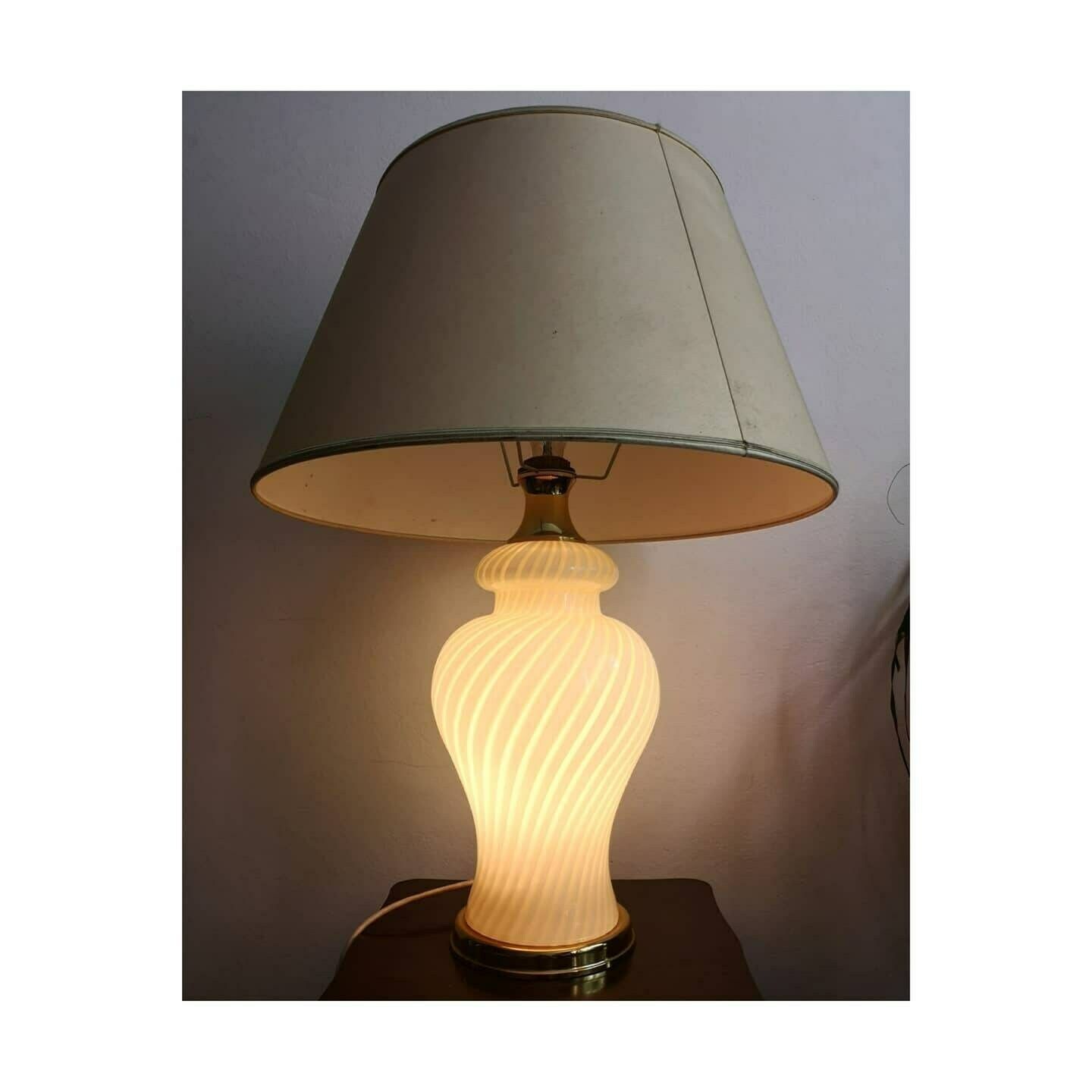 Paolo Venini Yellow Swirl Murano Glass Table Lamp // Murano Swirl Glass // Mid Century Modern Lamp // Made In Murano // Made In Italy 1960s photo furniture