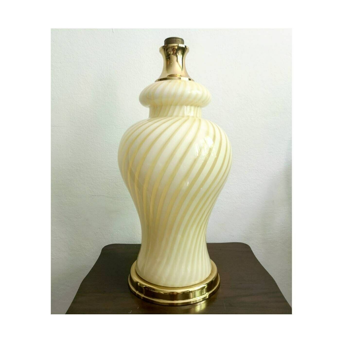 Paolo Venini Yellow Swirl Murano Glass Table Lamp // Murano Swirl Glass // Mid Century Modern Lamp // Made In Murano // Made In Italy 1960s photo buy