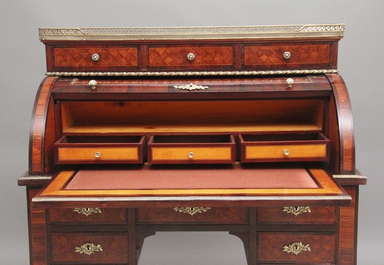 19th Century French Kingwood Cylinder Desk photo 2550.0