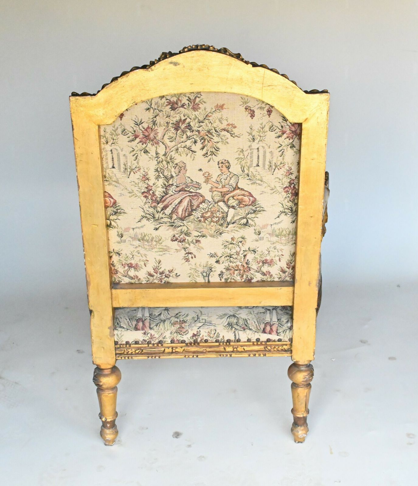 French Arm Chairs Gilt Seats Empire Hand Carved photo vintage
