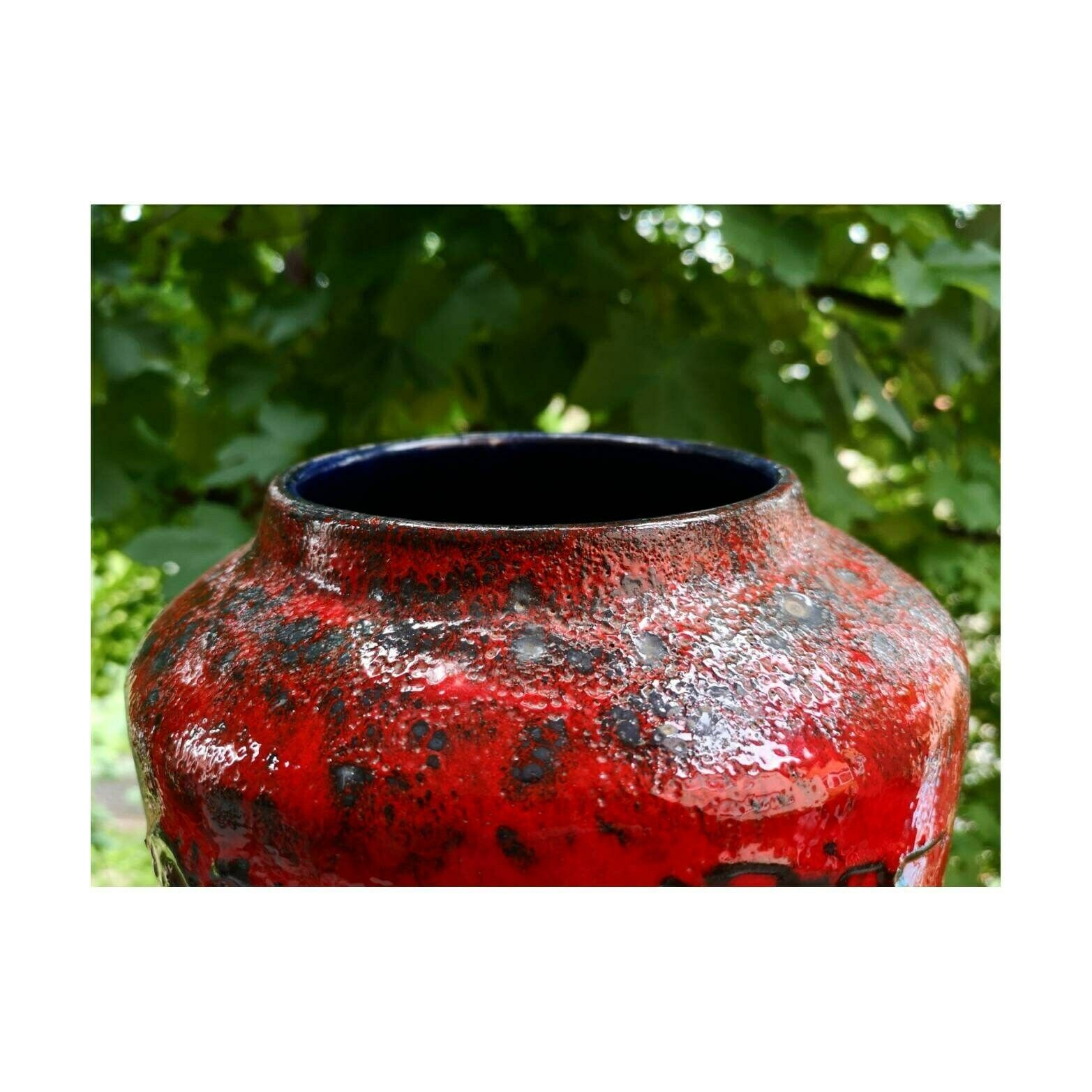 Xxl Mid Century Modern Wedt German Pottery / Scheurich Vase / Fat Lava Ceramic Vase With Motives Of The Chariot Rider / Made In West Germany photo for sale