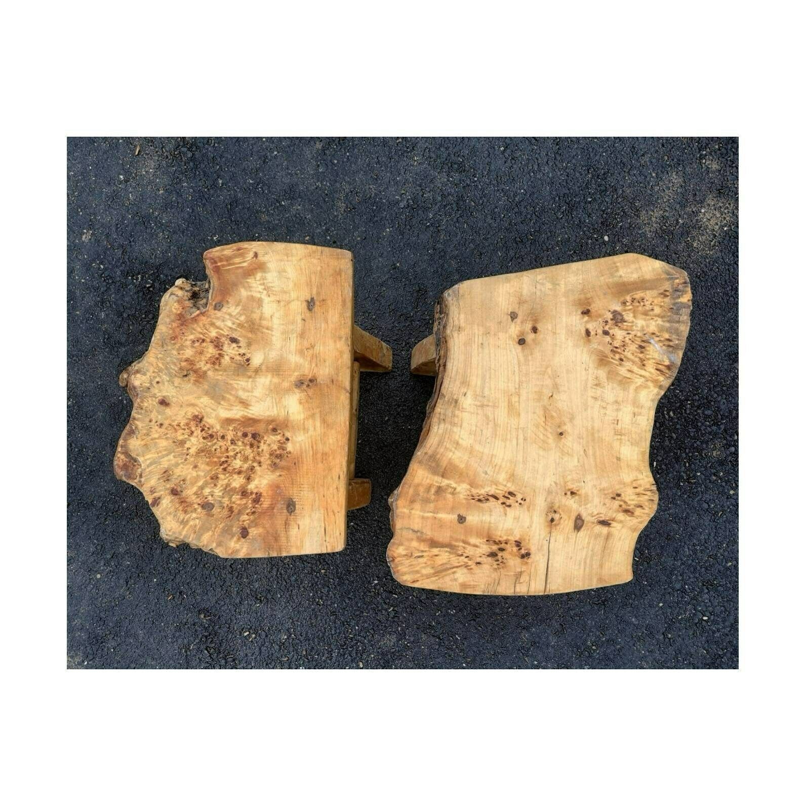 Pair Of Garden Stools In Burlwood // Barn Stools Made Of Solid Wood // Organic Stool // Raw Design Stool // Patio Stool // Raw Look Stool photo 300.0