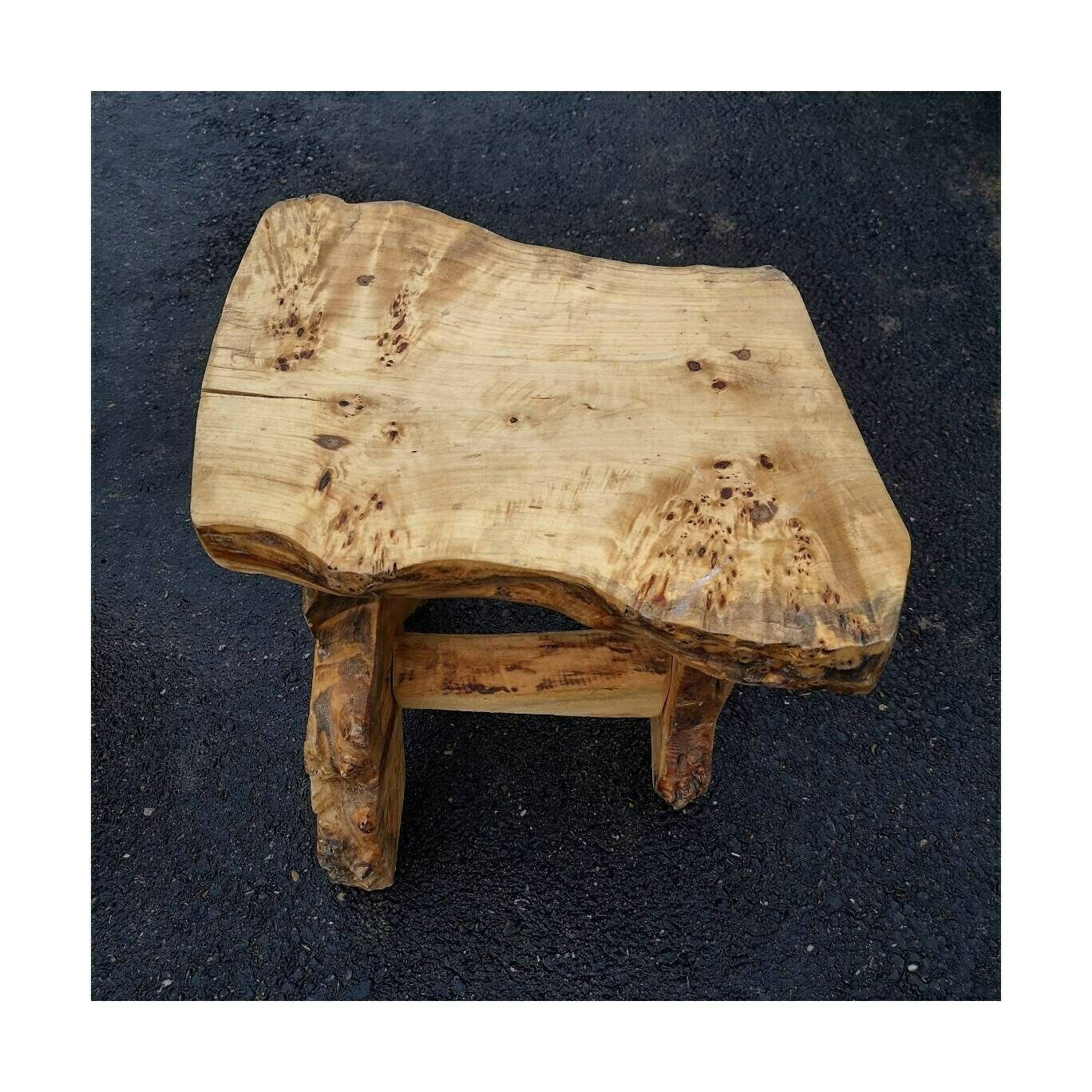 photo furniture Pair Of Garden Stools In Burlwood // Barn Stools Made Of Solid Wood // Organic Stool // Raw Design Stool // Patio Stool // Raw Look Stool