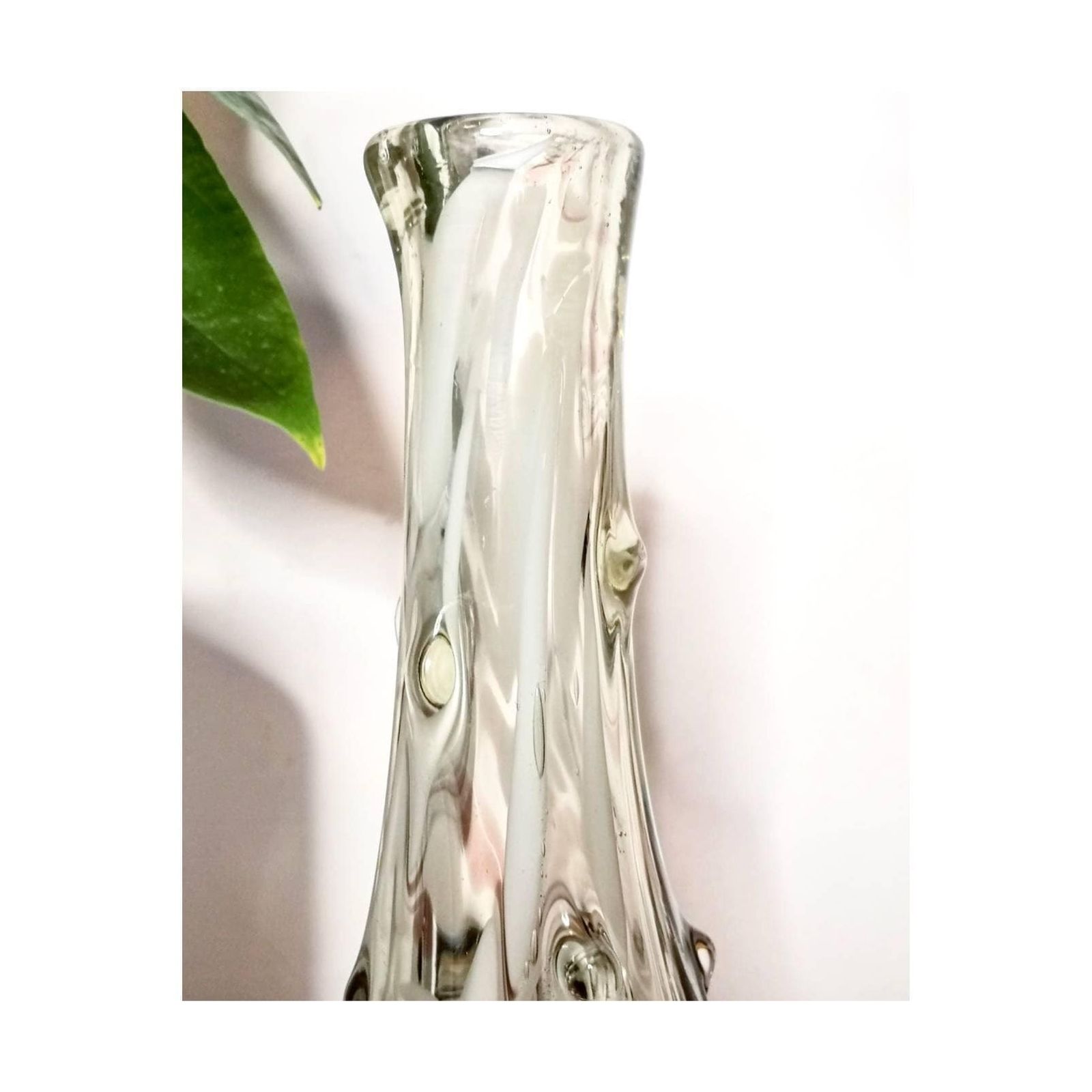 Thick Glass Sculptural Vase // Murano Glass Thick Artistic Vase // Mid Century Modern Fused Colour Vase Made In Yugoslavia photo for sale