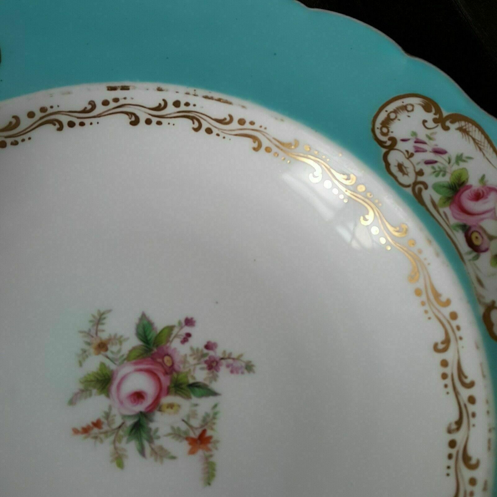 Society Of Arts Rare Coalport Feltspar Antique Turquoise Plate/Dish C1820 photo for sale