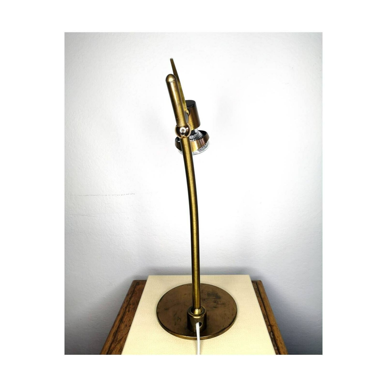 1960s Mid Century Modern Brass Desk Lamp // Vintage Office Lamp // Whole Brass Lamp // Made In Italy photo vintage