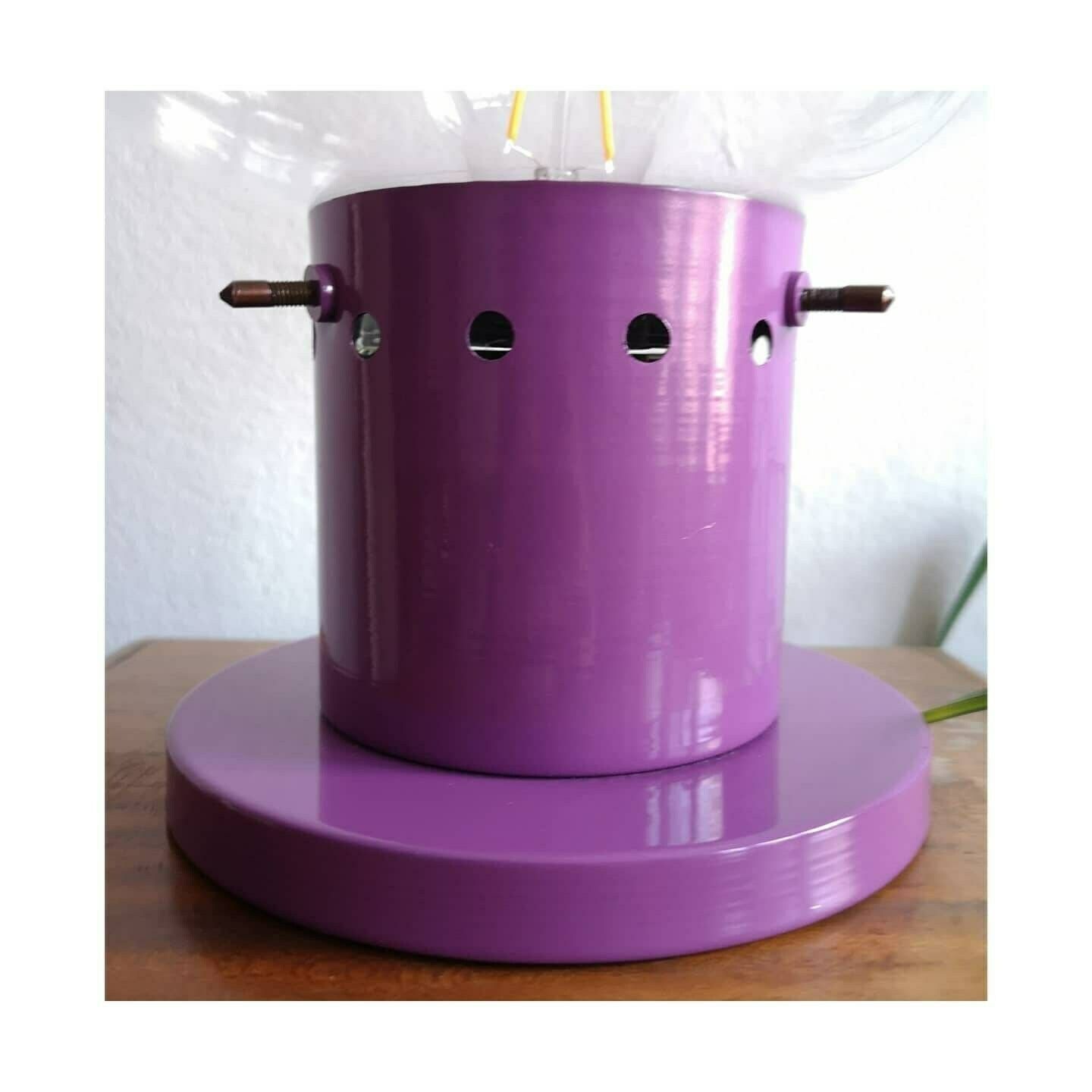1970s Accent Lamp With A Large Clear Glass Shade // Vintage Purple Table Lamp // Repainted Vintage Lamp // Made In Yugoslavia photo buy