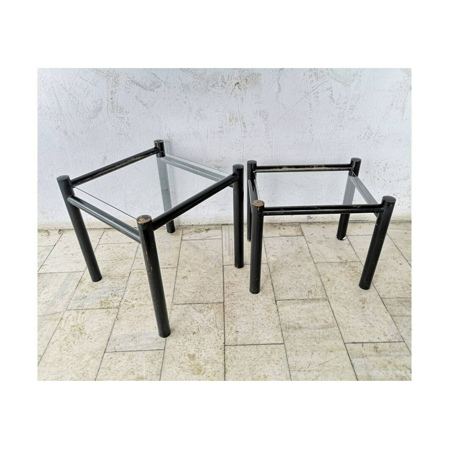 1970s Set Of Two Side Table // Vintage Wooden Tables With The Glass Top // Mid Century Modern Coffee Nesting Tables // Made In Yugoslavia photo 180.0