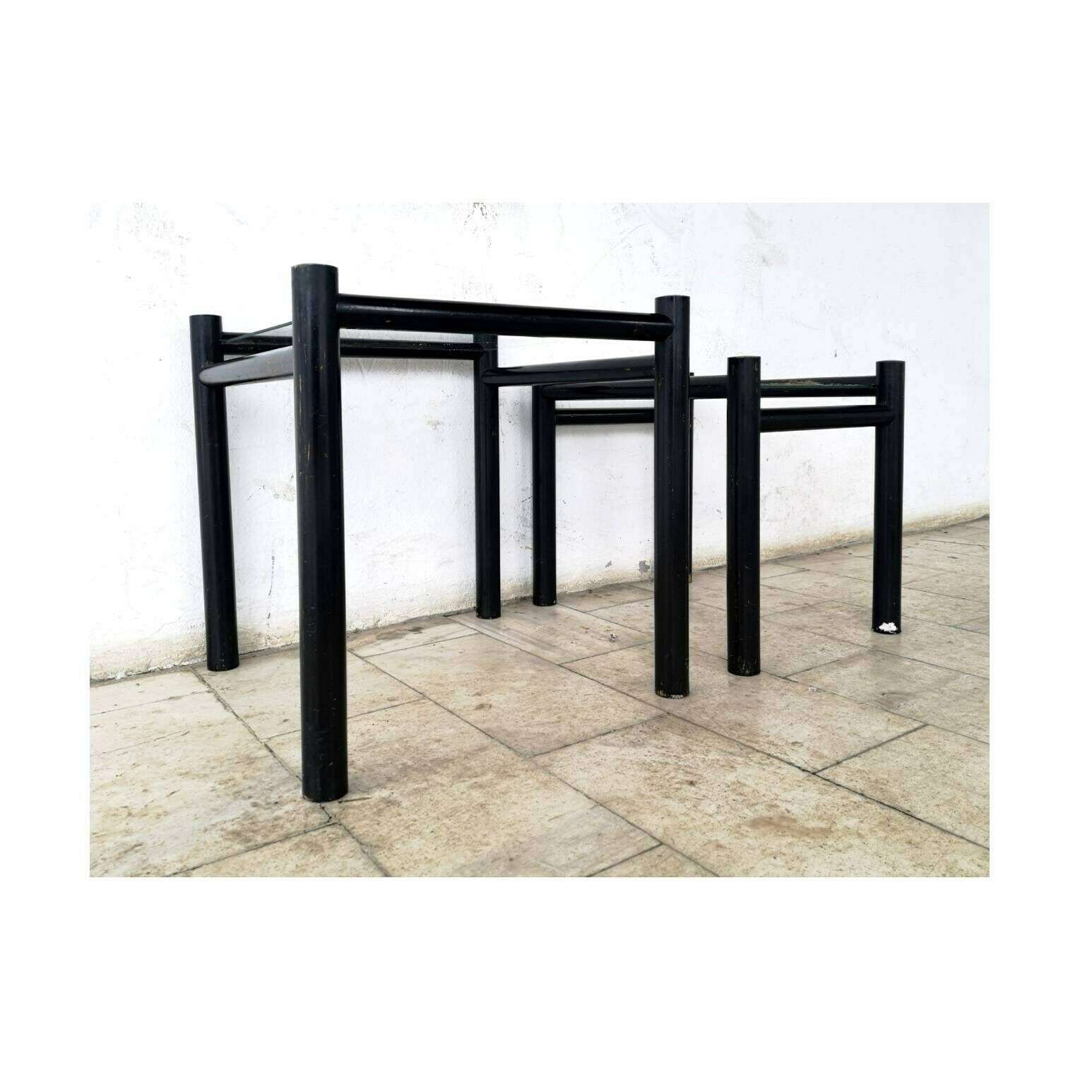 1970s Set Of Two Side Table // Vintage Wooden Tables With The Glass Top // Mid Century Modern Coffee Nesting Tables // Made In Yugoslavia photo vinterior