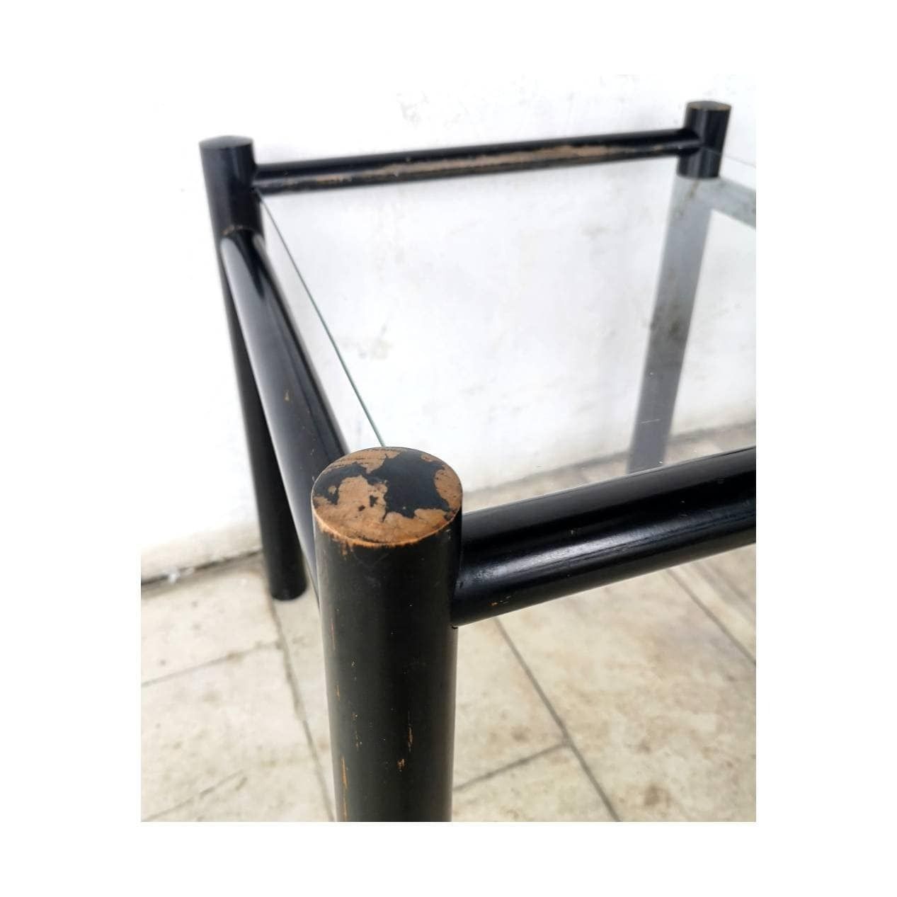 photo furniture 1970s Set Of Two Side Table // Vintage Wooden Tables With The Glass Top // Mid Century Modern Coffee Nesting Tables // Made In Yugoslavia