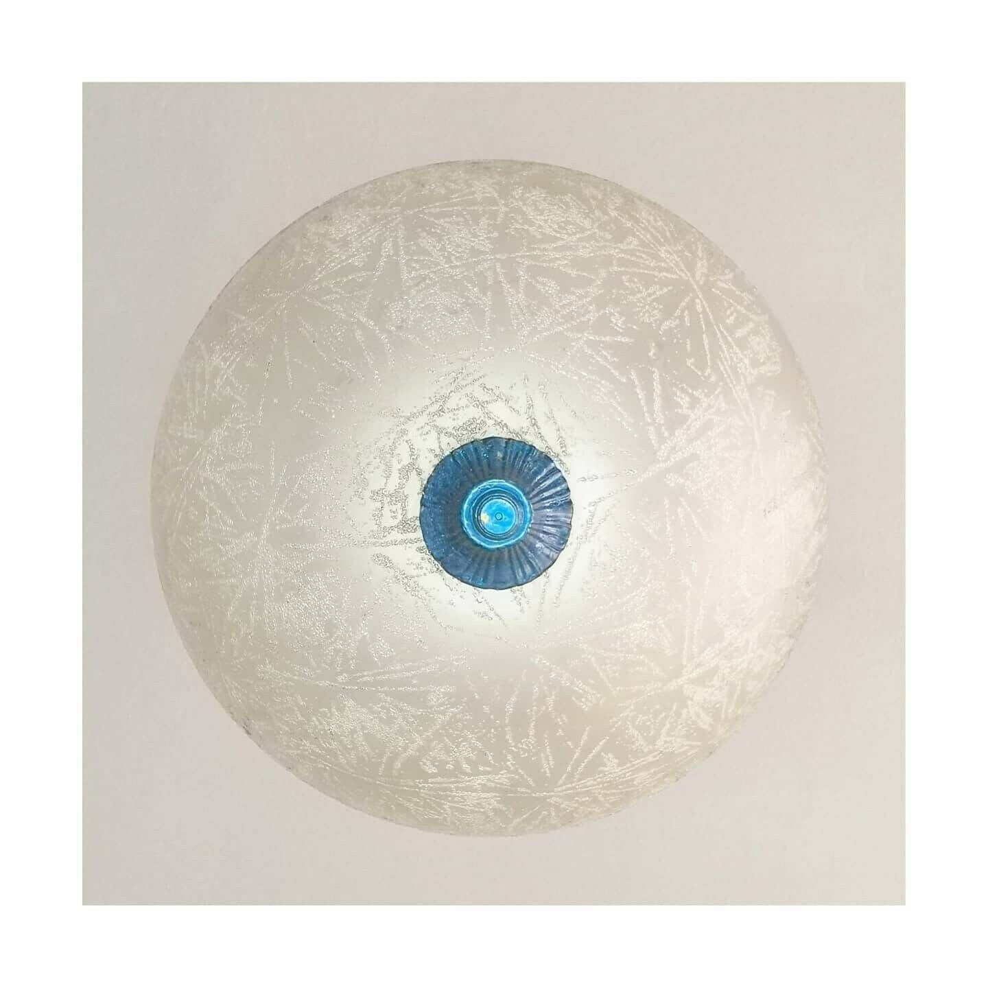 1970s Frosted Glass Light Pendant // Vintage Ice Glass Hanging Lamp // Mid Century Hanging Lamp, Made In Yugoslavia photo for sale