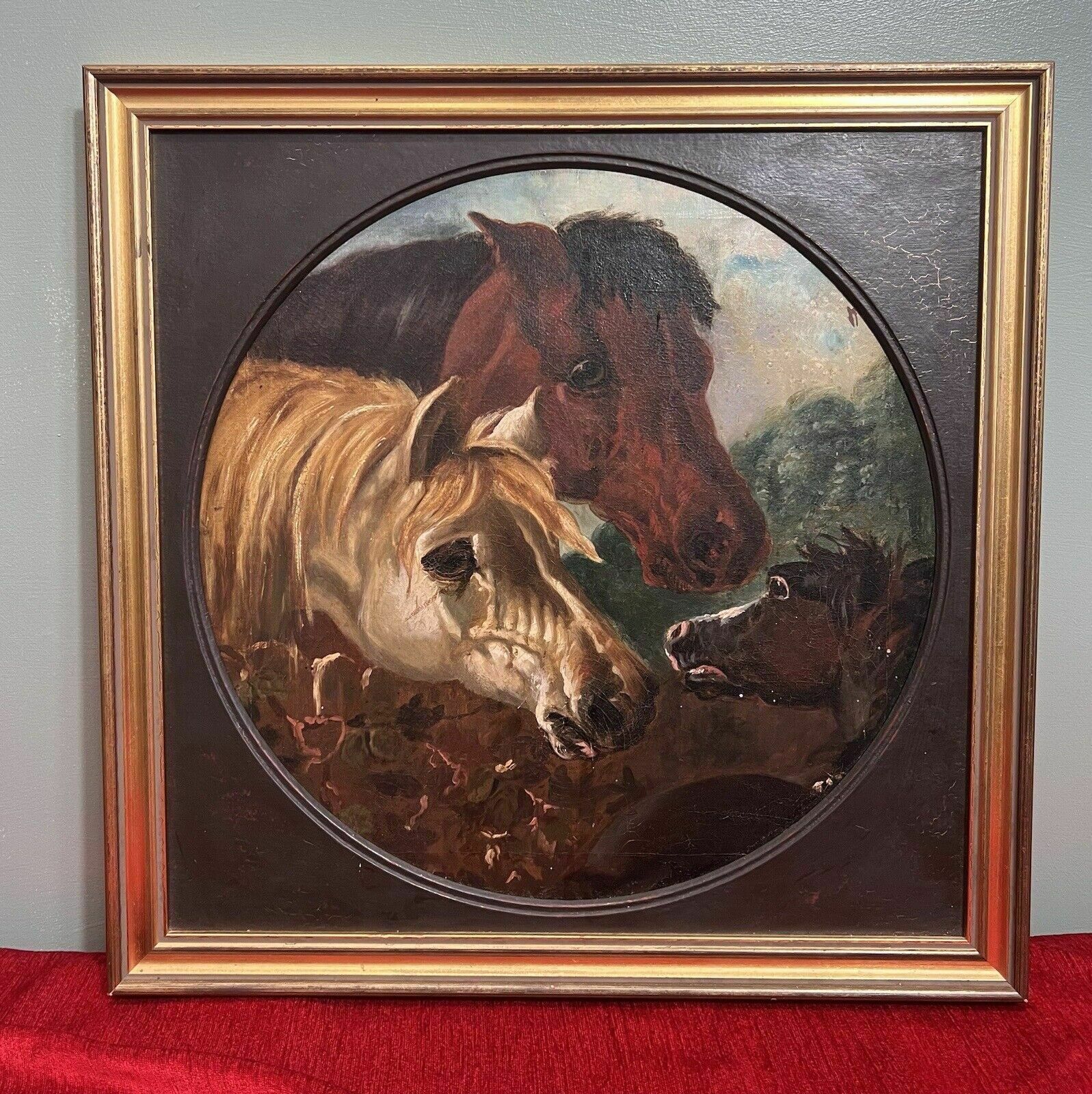 Fine Art 19th Century Trio Of Horses Attributed To John Frederick Herring