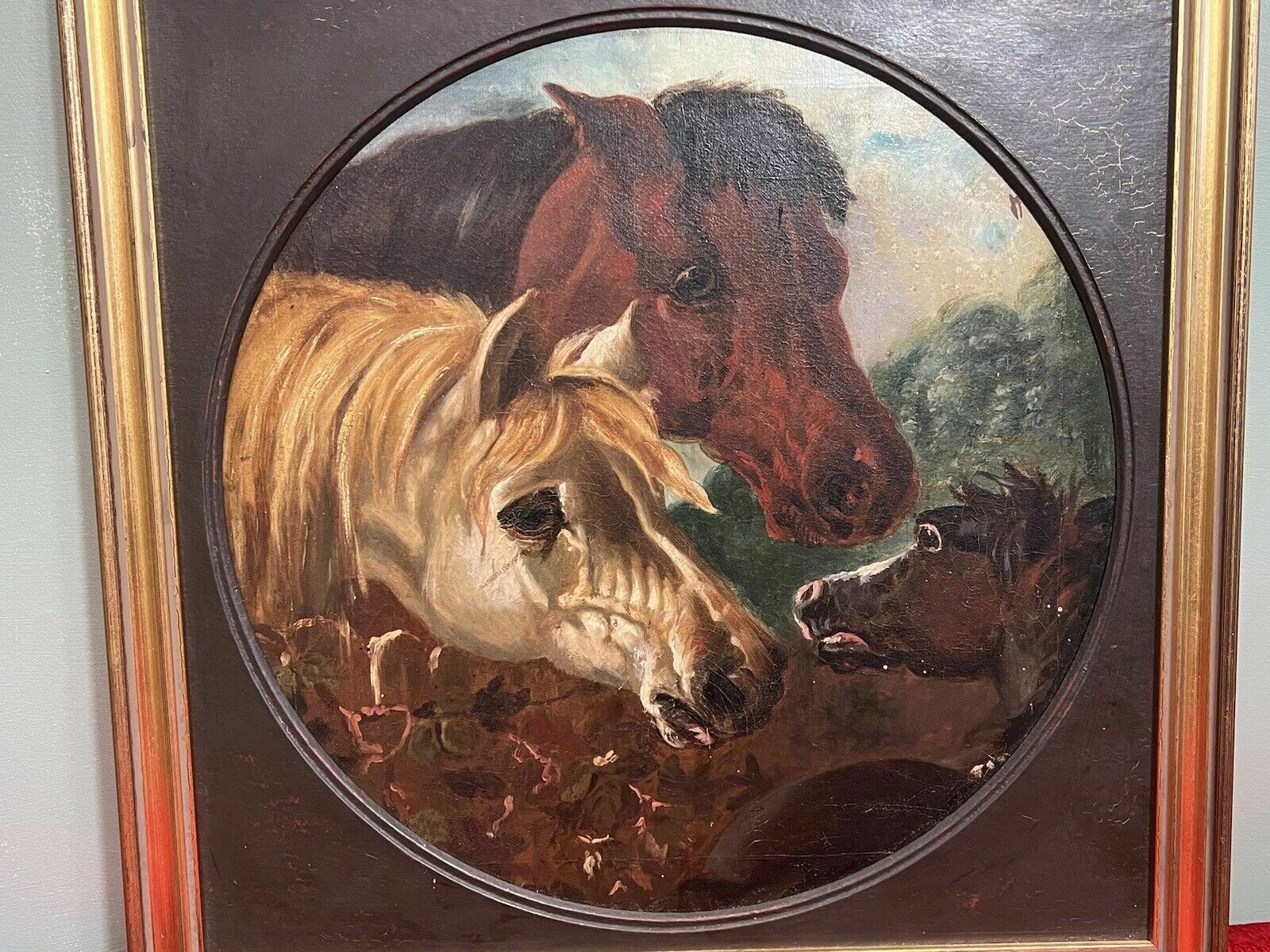 Fine Art 19th Century Trio Of Horses Attributed To John Frederick Herring photo Art