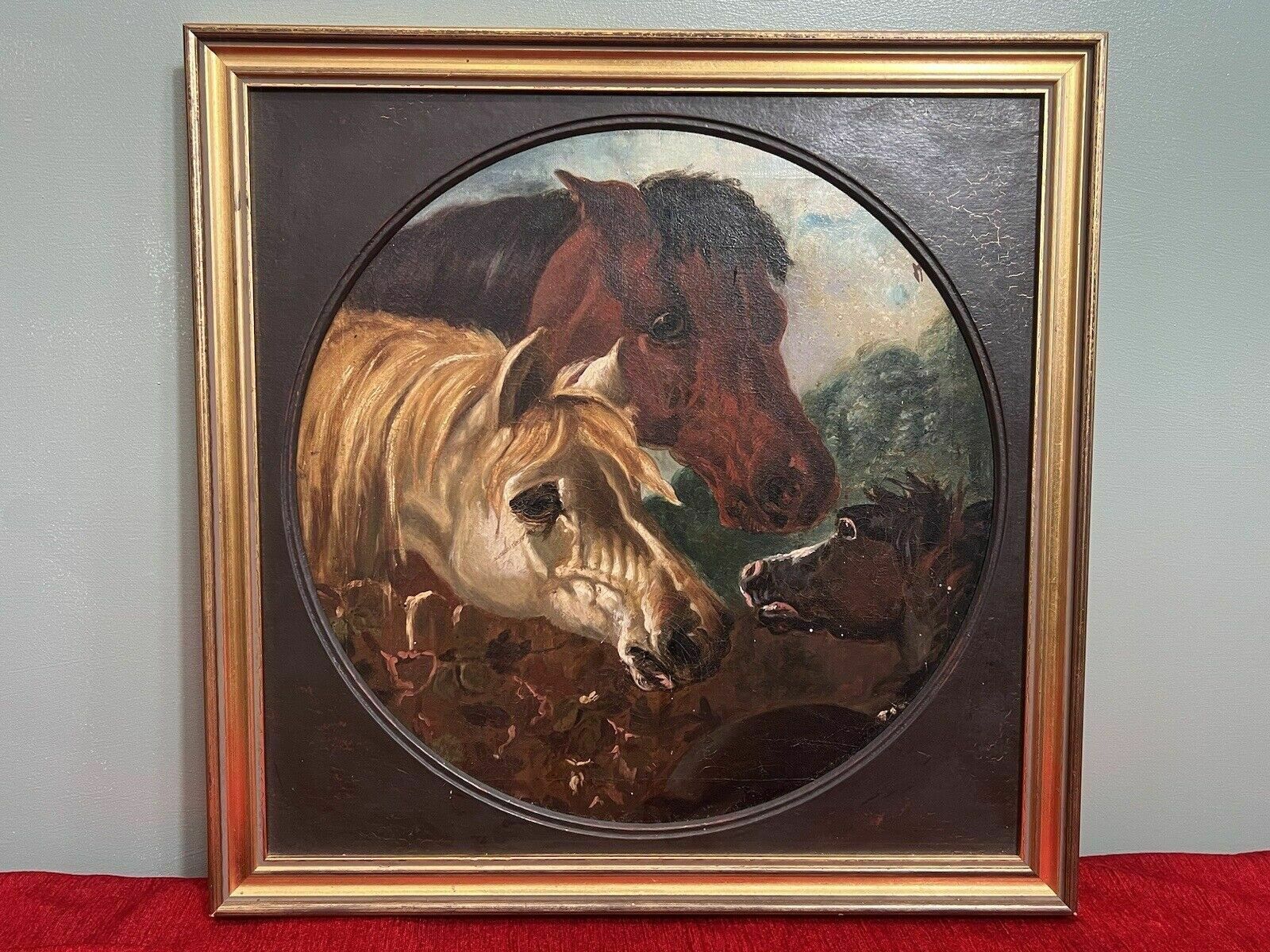 Fine Art 19th Century Trio Of Horses Attributed To John Frederick Herring photo vintage