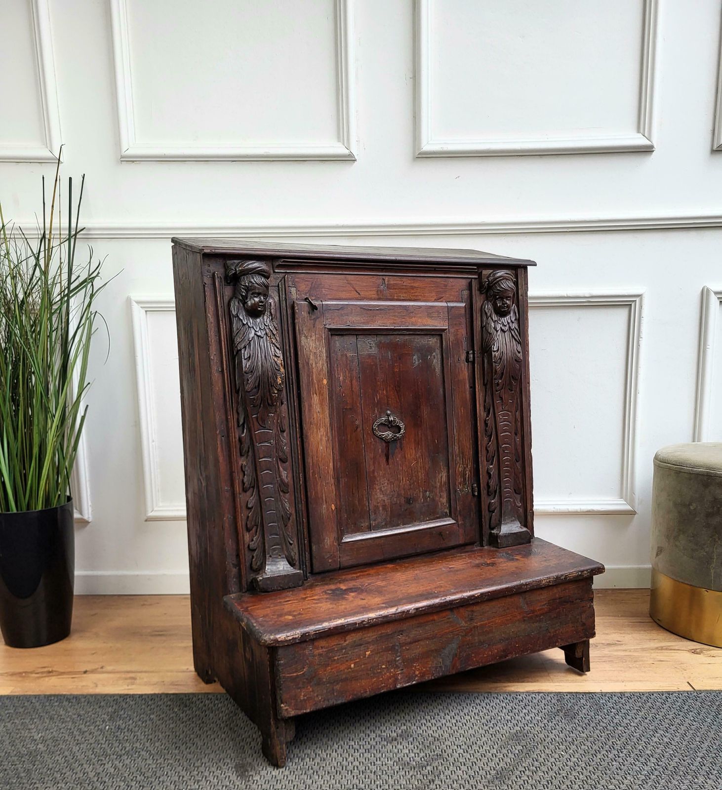 Antique Italian Carved Walnut Oratoire Prie Dieu Prayer Kneeler photo furniture
