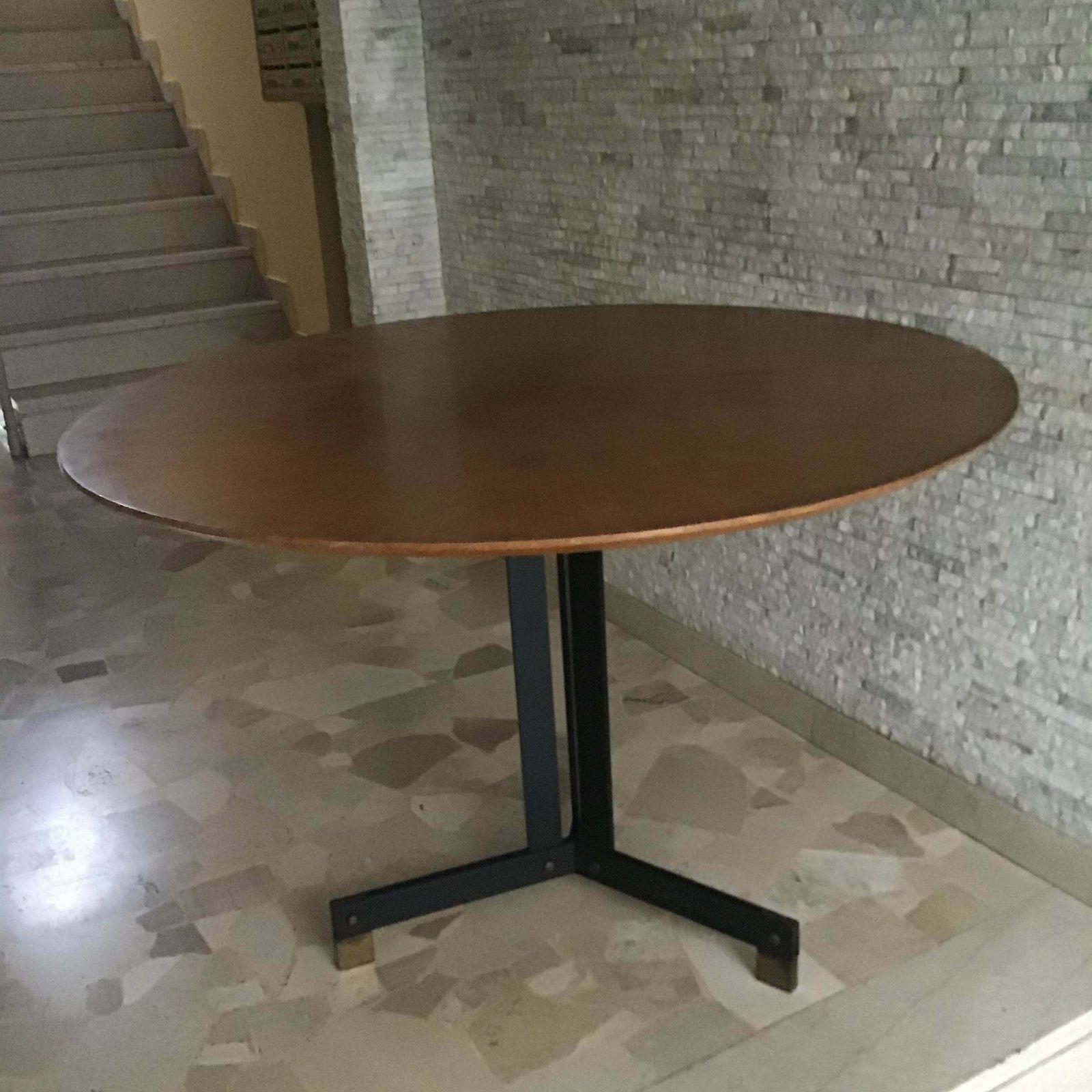 Ignazio Gardella Dining Table Brass Iron Wood, 1950, Italy photo furniture