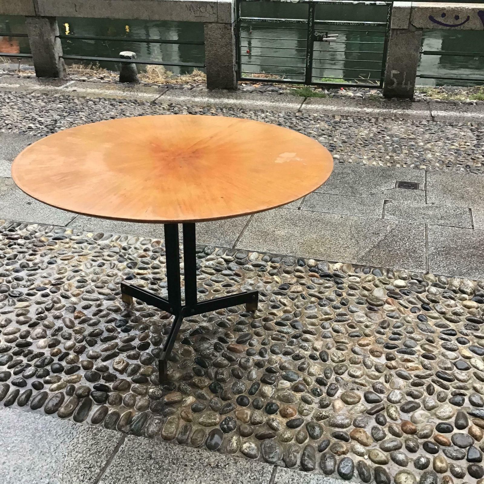 Ignazio Gardella Dining Table Brass Iron Wood, 1950, Italy photo buy