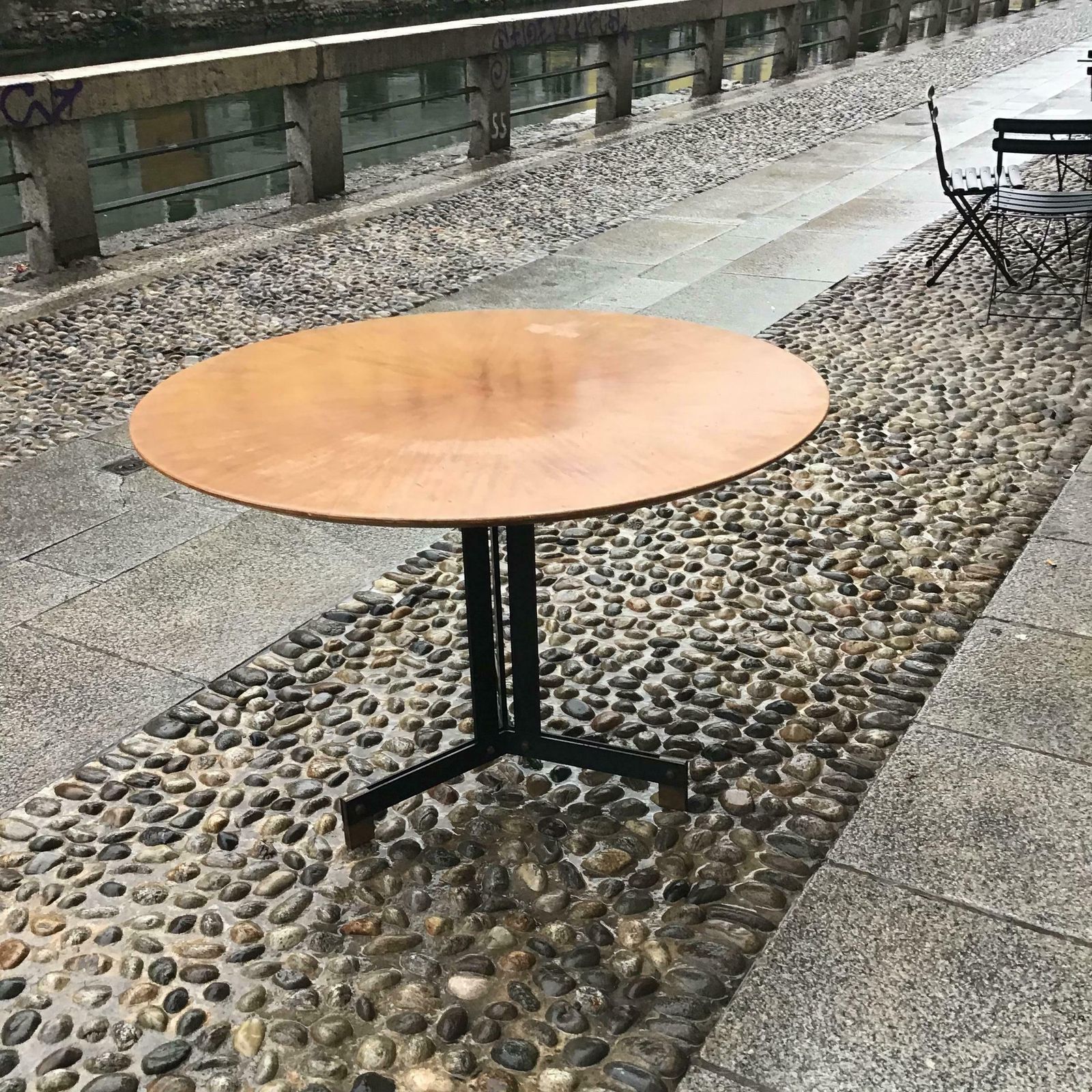 photo buy Ignazio Gardella Dining Table Brass Iron Wood, 1950, Italy